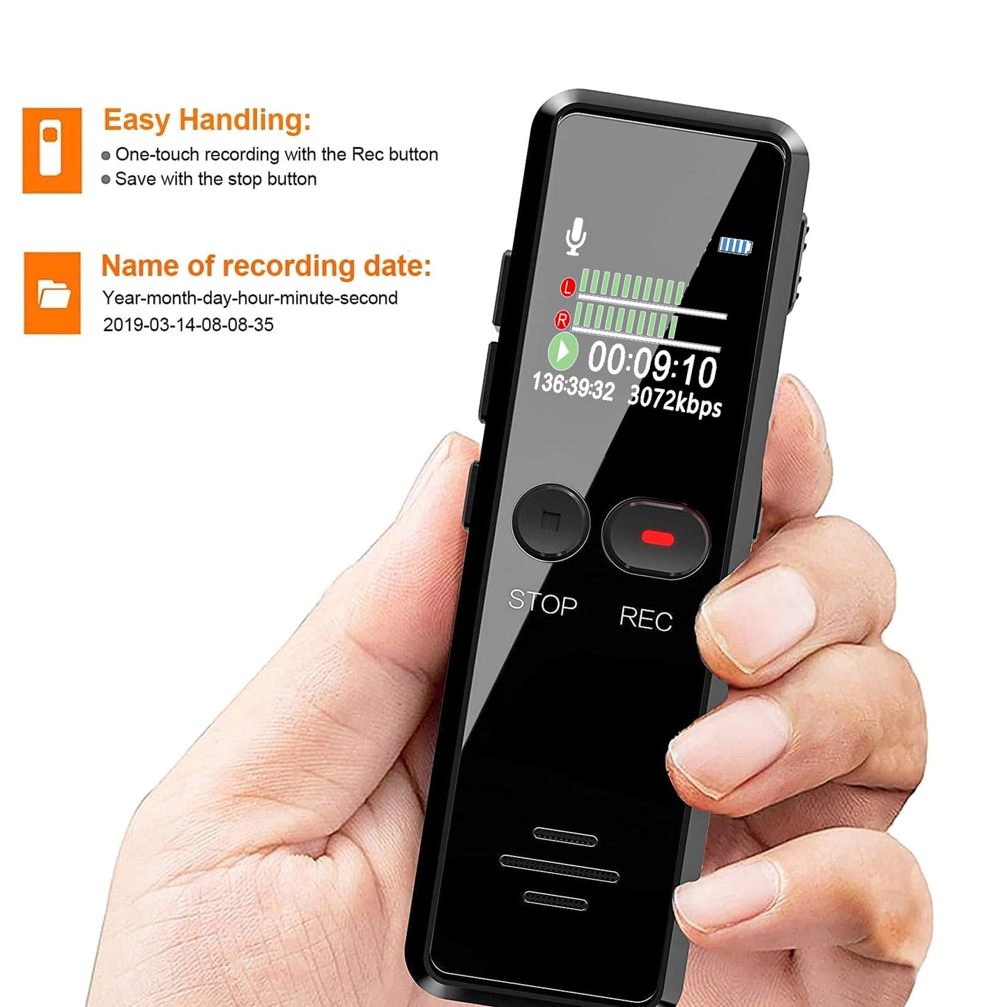 Liebssen Digital Voice Recorder with Playback, Enhanced Audio Dictaphone with One Touch, 64G 1536Kbps HD Recording Noise Reduction USB Charge MP3 Player Recorder for Lecture Interview Meeting (64, GB)