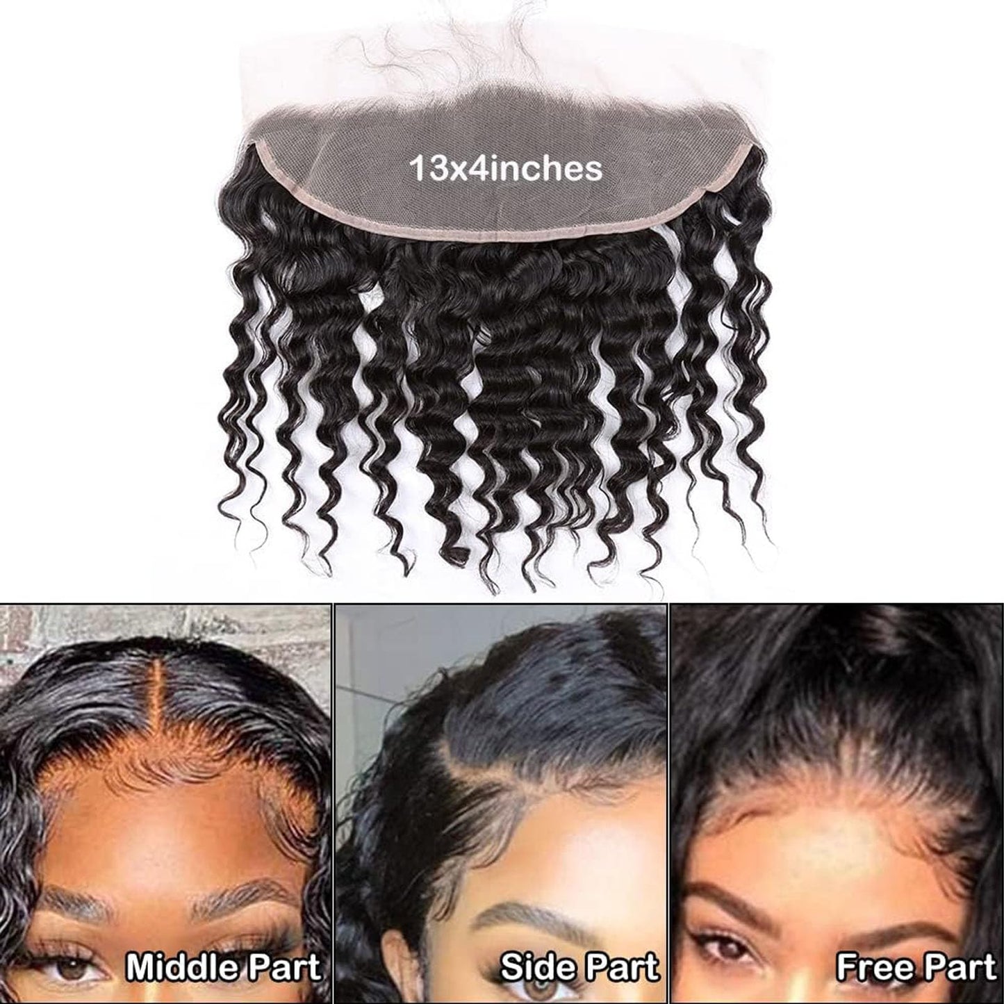 Lace Closure Deep Wave Human Hair 13x4 Ear to Ear HD Lace Frontal 180% Density Free Part Full Lace Frontal Brazilian Virgin hair (13x4 Deep Wave, 22 Inch)