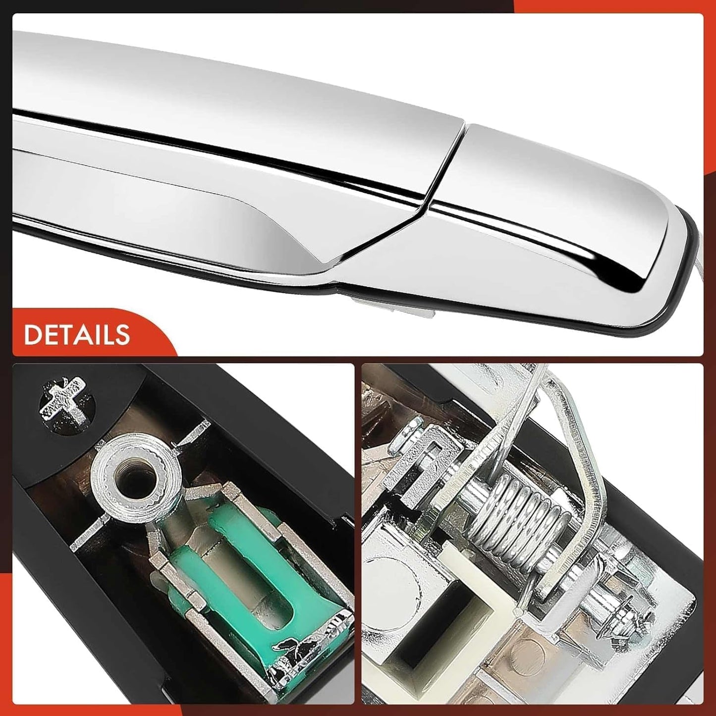 A-Premium Chrome Exterior Door Handles Compatible with Cadillac, Chevy & GMC Models - 2007-2014 - Silverado 1500 2500HD 3500HD Suburban Tahoe Avalanche Sierra Yukon Escalade - 4-PC Set, Front and Rear