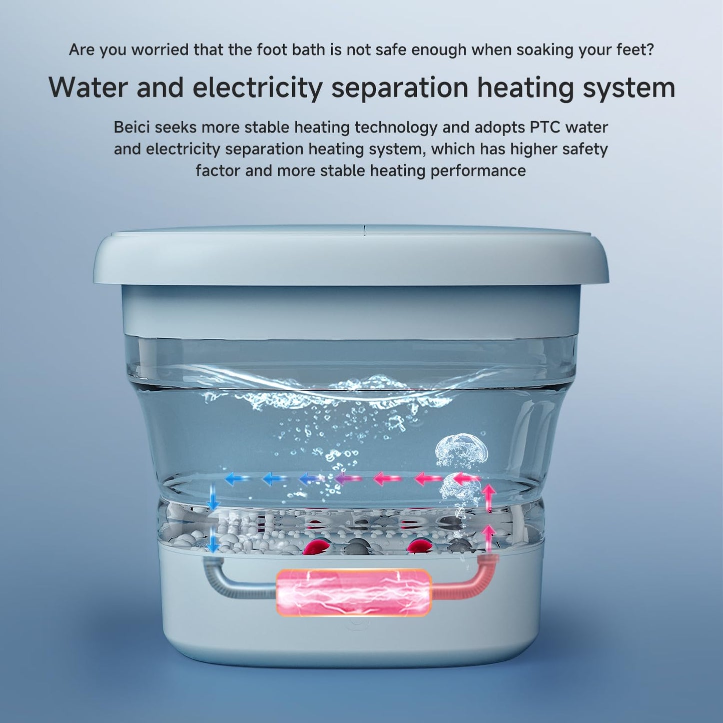 Collapsible Foot Spa Massage with Water and Electricity Separation System,Foot Bath with Three Level Temperature Control,Bubble,Remote,Red Light,Timer,and Four Set Electric Massage Balls