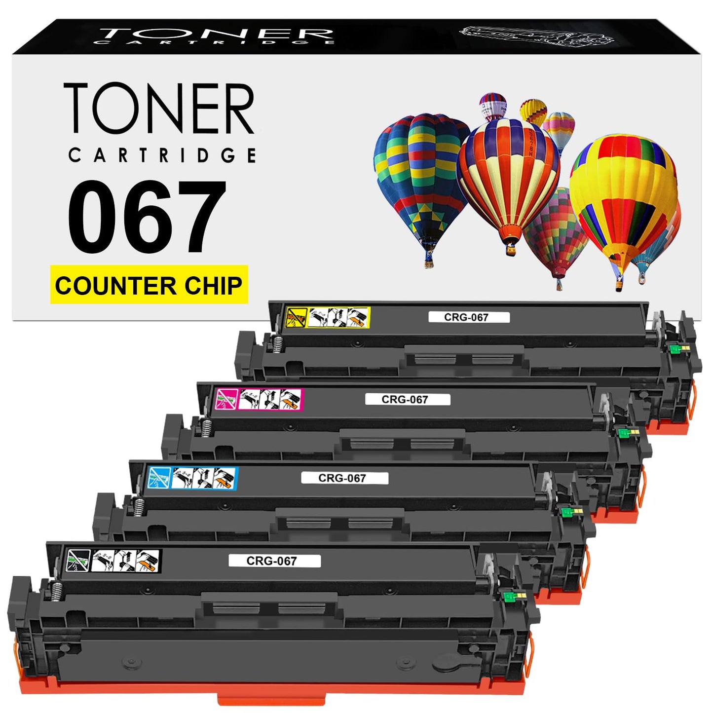067 CRG067 Toner Cartridge 4 Color Set Compatible for Canon imageCLASS LBP632Cdw MF653Cdw MF654Cdw MF656Cdw LBP633Cdw Printers Standard Capacity [with Data Chip] (BK/C/M/Y)