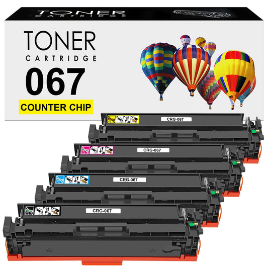 067 CRG067 Toner Cartridge 4 Color Set Compatible for Canon imageCLASS LBP632Cdw MF653Cdw MF654Cdw MF656Cdw LBP633Cdw Printers Standard Capacity [with Data Chip] (BK/C/M/Y)