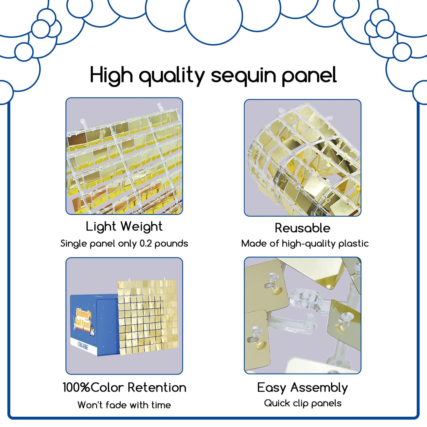 COKAOBE Rose Gold Shimmer Wall Backdrop, 24PCS Square Sequin Shimmer Backdrop Panels, Photo Backdrops for Birthday, Anniversary Wedding Engagement Decoration