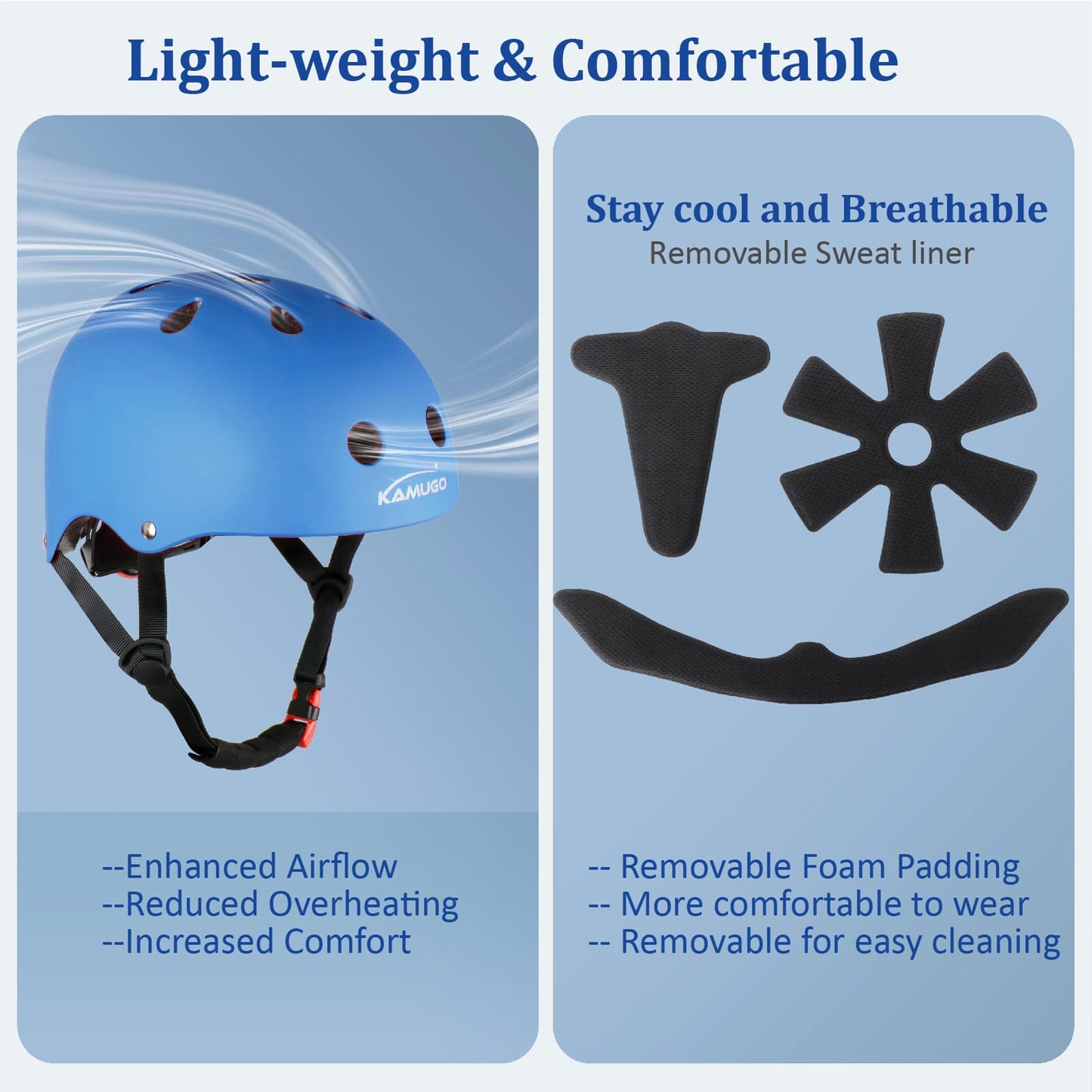 KAMUGO Kids Bike Helmet,Toddler Helmet Adjustable Bicycle Helmet Girls Or Boys Ages 3-4-5-6-8 Years Old,Multi-Sports for Cycling Skateboard Scooter