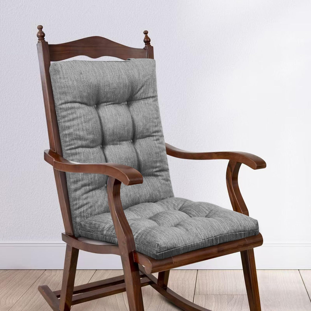 HAVARGO Large Rocking Chair Cushion Dual-Layer Memory Foam and High-Density Foam Support Tufted Non-Slip Rocking Chair Cushions for Indoor (Gray, 1 Set)