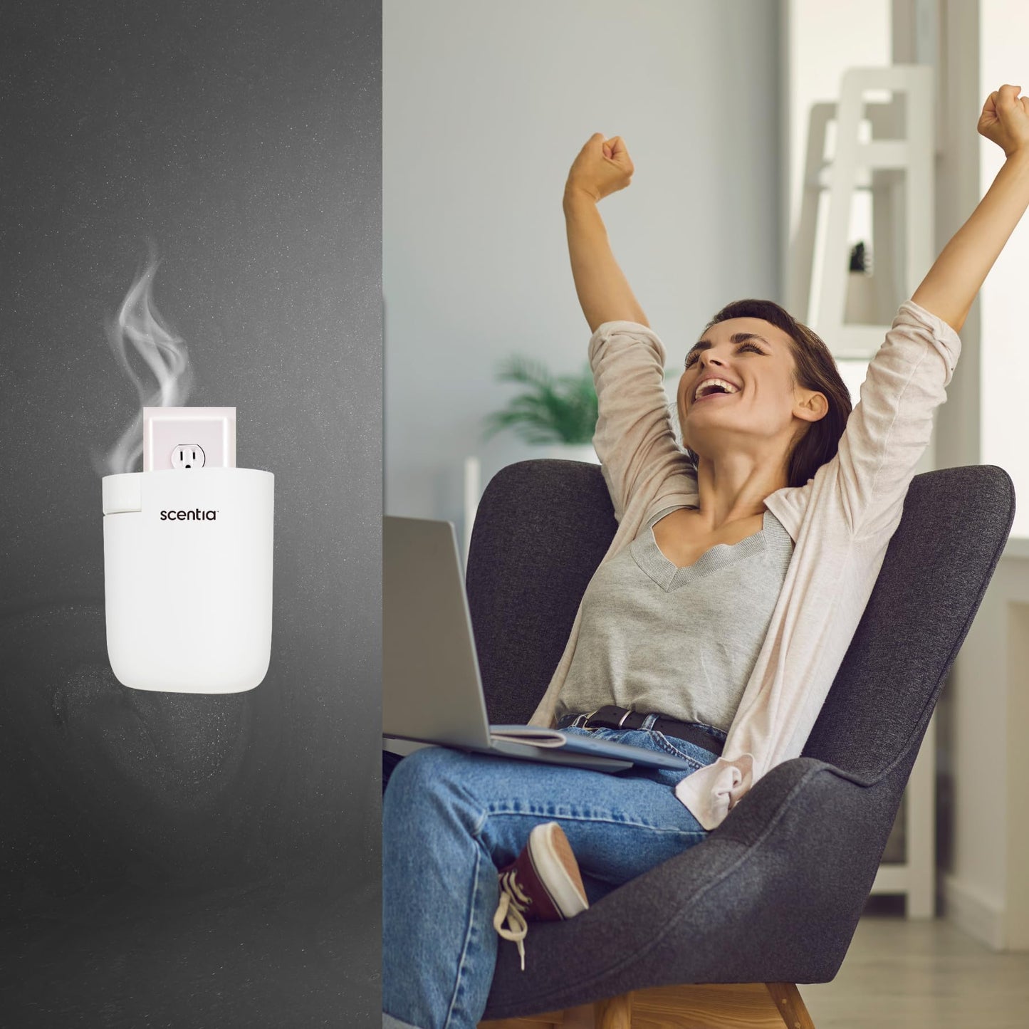 AromaPod Plug-in Waterless Diffuser | Cold-Air Stylish Design for Home, Office, Yoga Room | Nanotechnology 500 Sq.ft Coverage | White | 20ml Oil Included