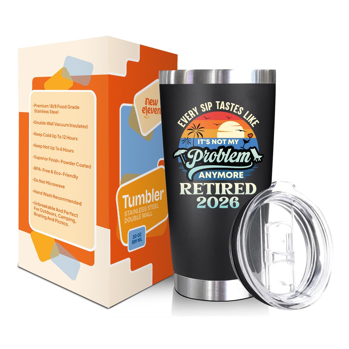 NewEleven Retirement Gift for Women, Men 2026 - Goodbye Present, Going Away Gift, Farewell Gifts for Coworkers from Colleague, Friend, Family - 20 Oz Tumbler