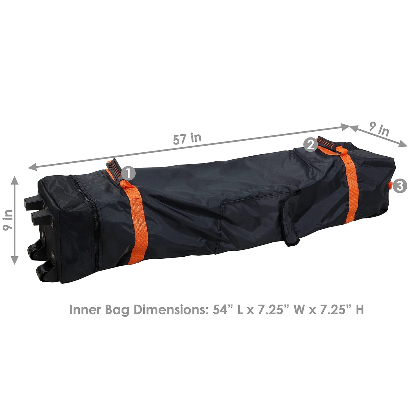 Sunnydaze Premium Pop-Up Canopy Rolling Carrying Bag - 7.25" W x 54" L x 7.25" H - 420D Polyester - Black