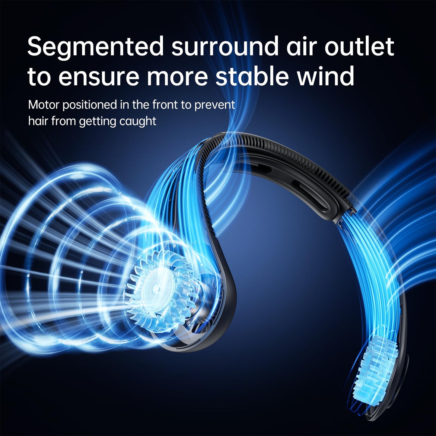 JISULIFE Portable Neck Fan Upgraded, Neckbrace Personal Hands Free, 5 Speed Gears Adjustment, 5000 mAh Wearable Bladeless Quiet Rechargeable for Outdoor Indoor, Gifts for Women Men- Black