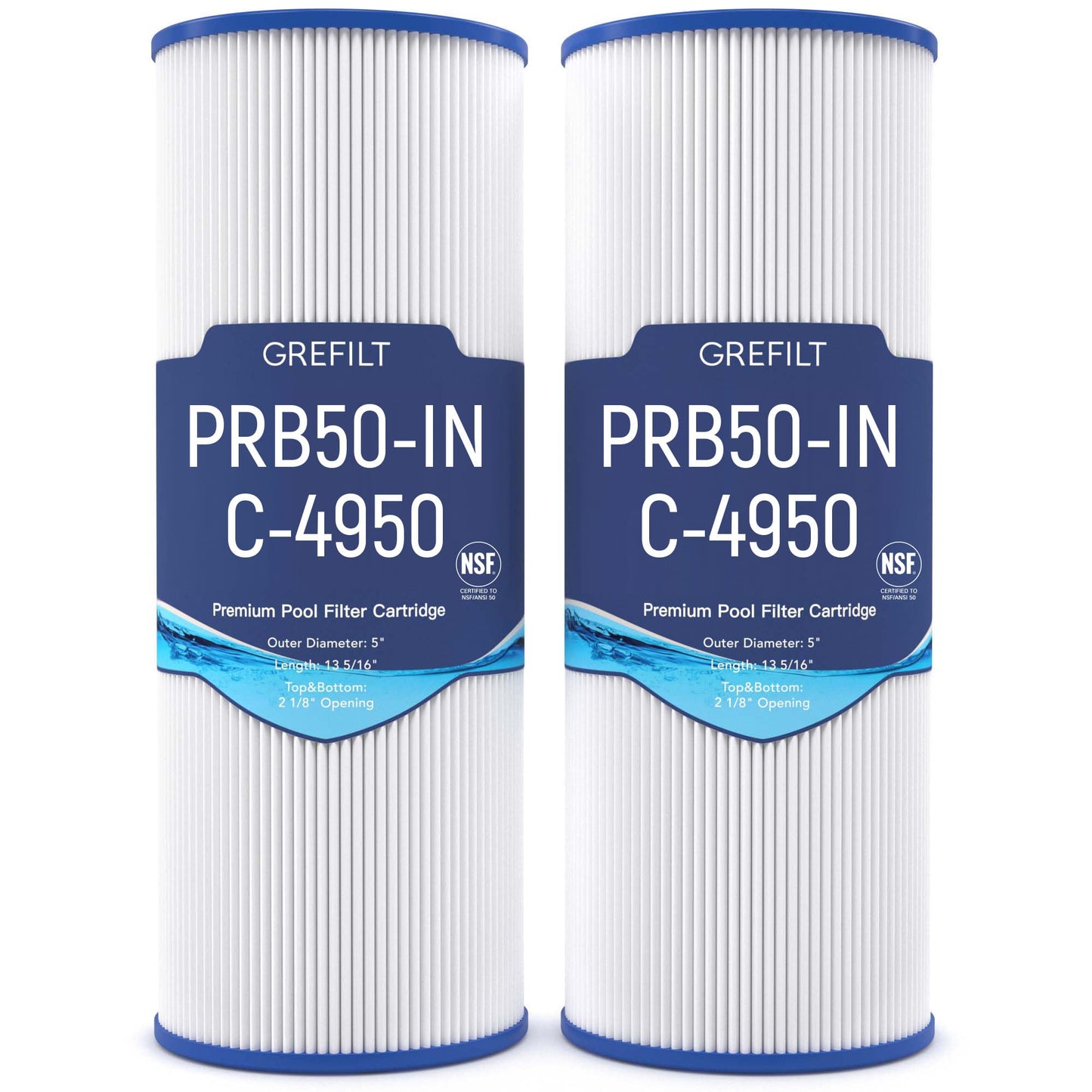 Grefilt PRB50-IN Hot Tub Filter Compatible with Unicel C-4950 Hot Tub Filter, Filbur FC-2390, Jacuzzi Filter Replacement for J200, Guardian 413-212-02, 5X13 Drop in, 50 sq.ft. 2-Pack