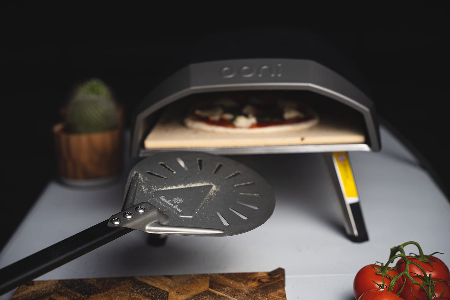 Timber Tree Pizza Turning Peel, Perforated Aluminum, with Detachable Handle for Easy Storage, Gourmet Luxury Pizza Paddle for Baking Homemade Pizza Bread (8 inch)