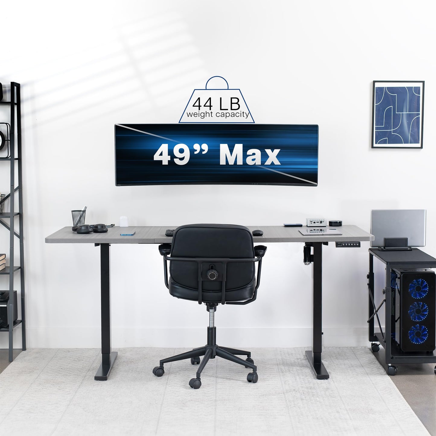 VIVO Single Ultrawide Monitor Wall Mount for Up to 49 inch Screens, Articulating and Height Adjustable, Holds Ultra Wides Up to 44 lbs, Black, MOUNT-WCB01A