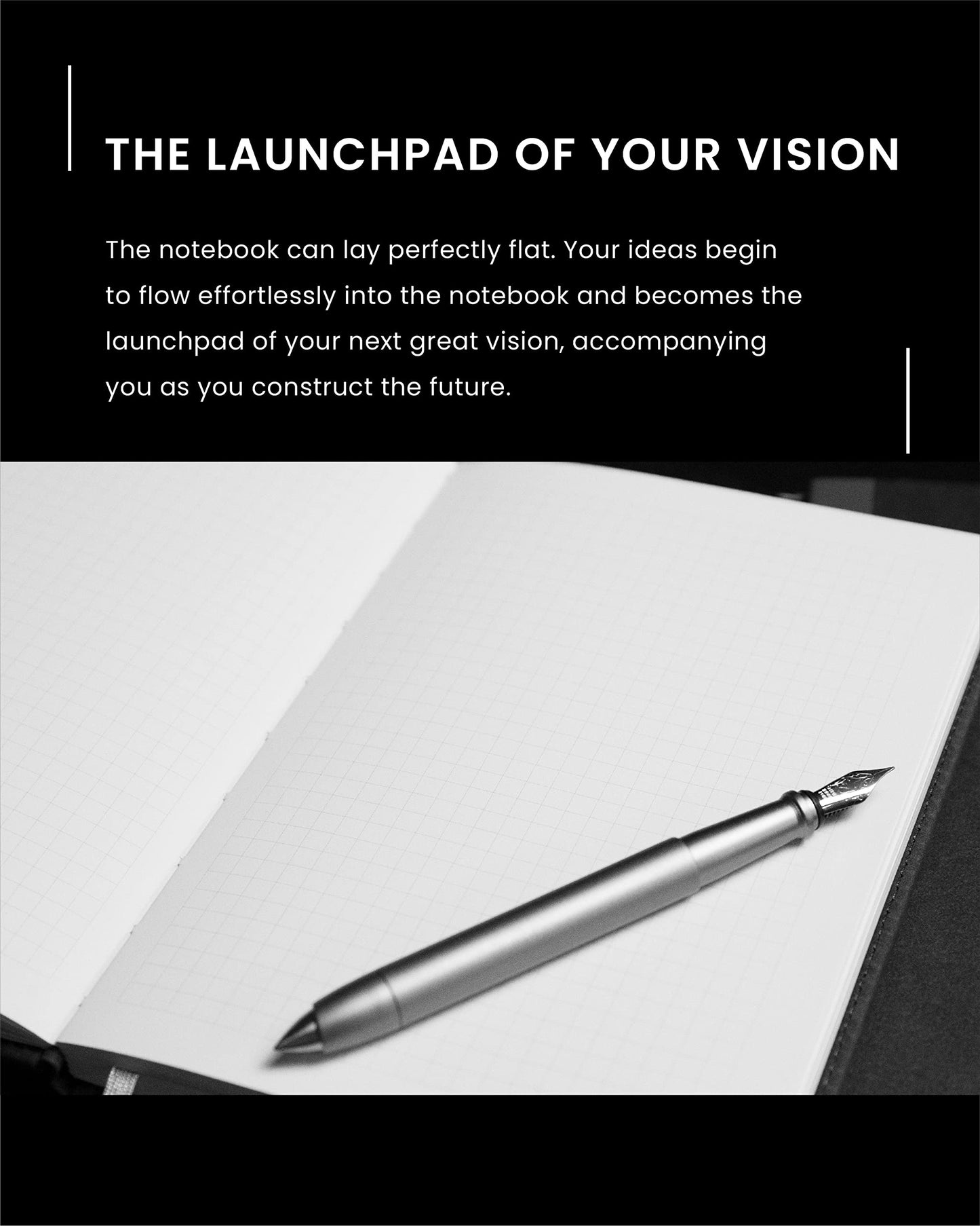 Novium Leatherette A5 Hardcover Notebook - Sleek Inspirational Journal with Acid-free Grid Sheets, Professional and Productivity Enhancing to Achieve Goals