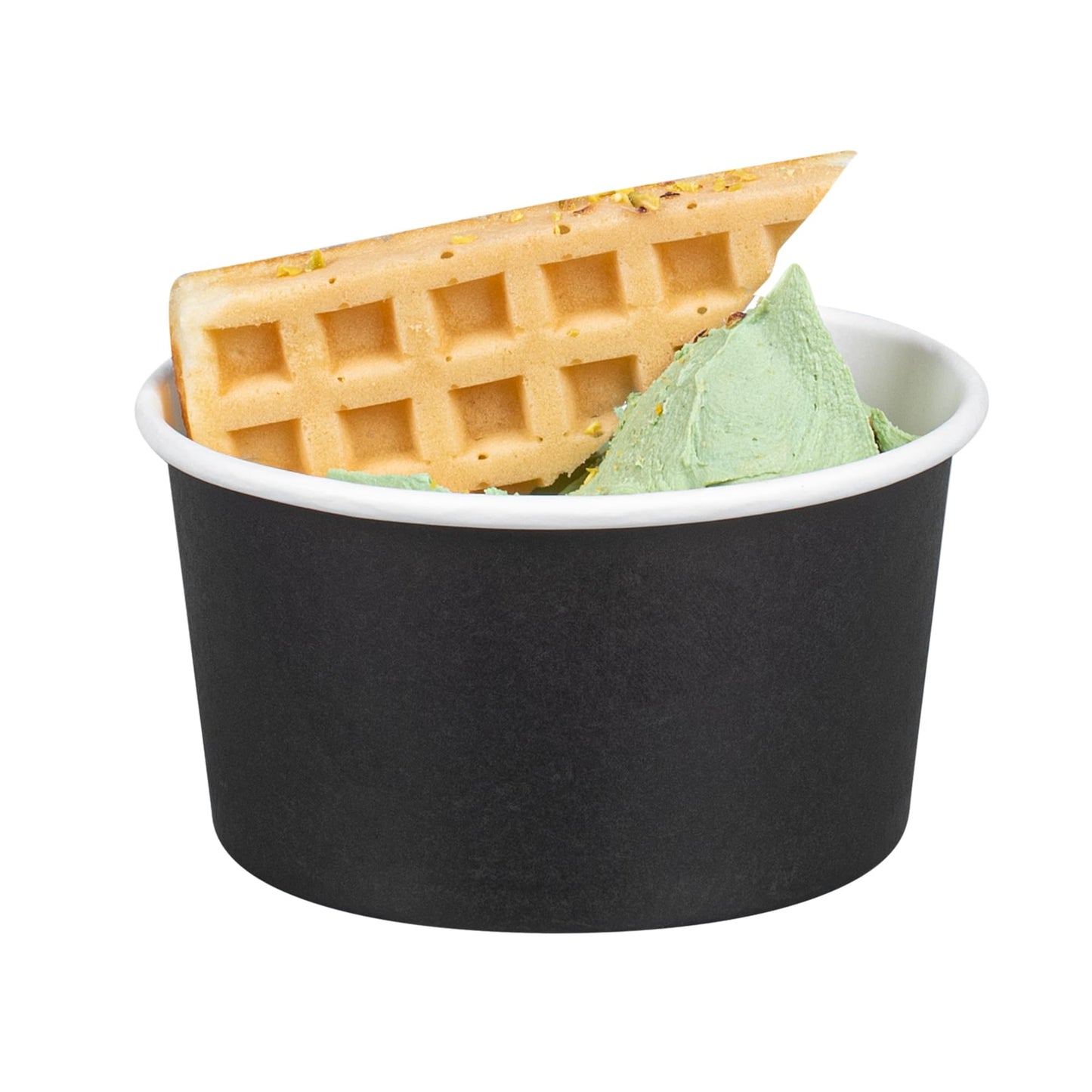 Coppetta 8-Ounce Dessert Cups, 200 Disposable Ice Cream Cups - Lids Sold Separately, Sturdy, Black Paper Frozen Yogurt Bowls, for Hot and Cold Foods, Perfect for Gelato Or Mousse - Restaurantware