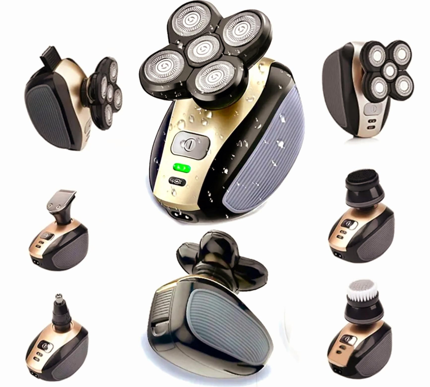 Electric Shaver Bald Head Shaver Head Shavers for Bald Men Electic Razor for Men Waterproof Cordless Trimmer for Nose Ear Face Body Wet Dry Men's Rotary Shavers for Head Shaving Machine 5 in 1 4D