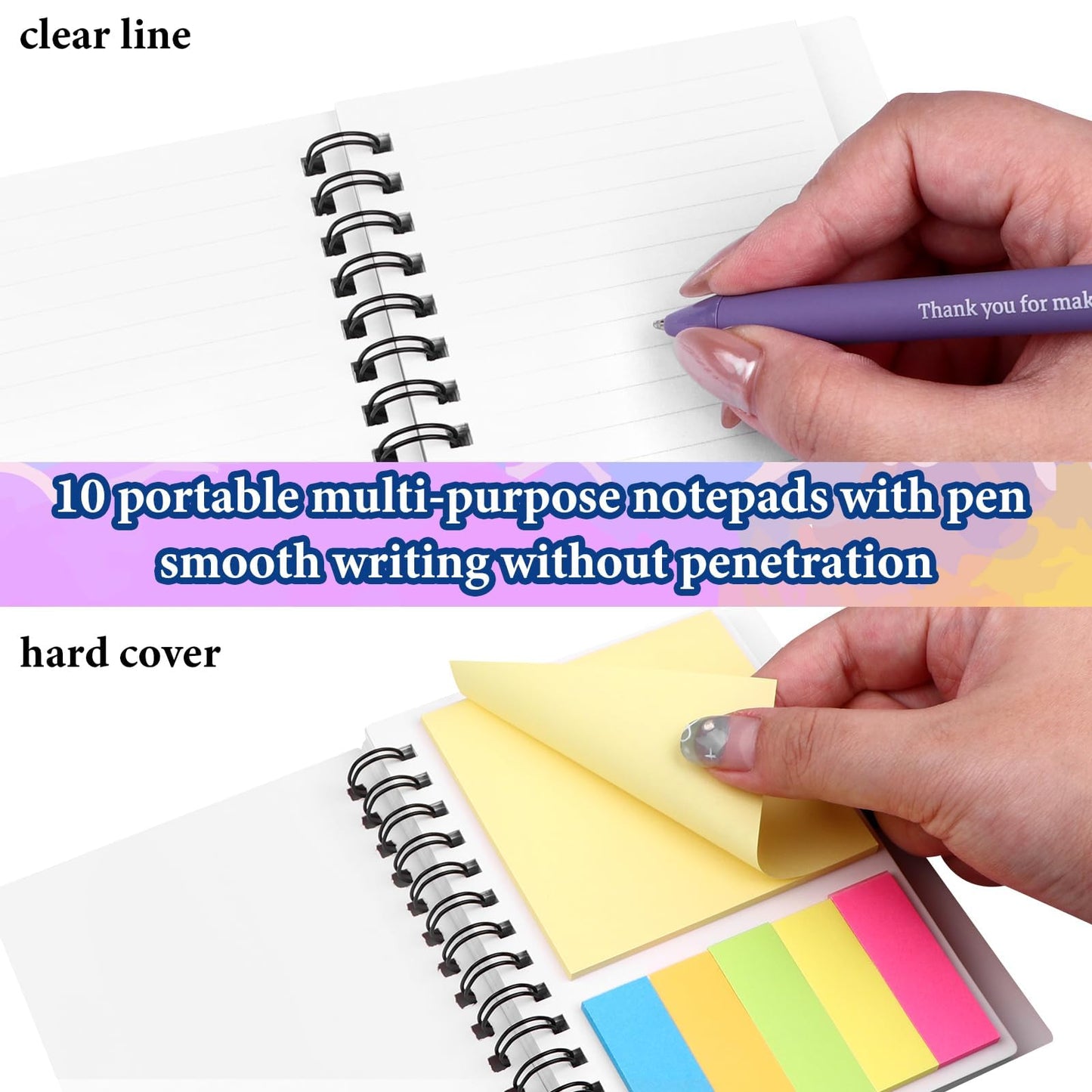 20 Pcs/10 Set Employee Appreciation Gift Inspirational Spiral Notebook with Sticky Notes Motivational Ballpoint Pen Thank You Gifts Journals Notepads for Colleagues Volunteer Teacher Coworker Staff