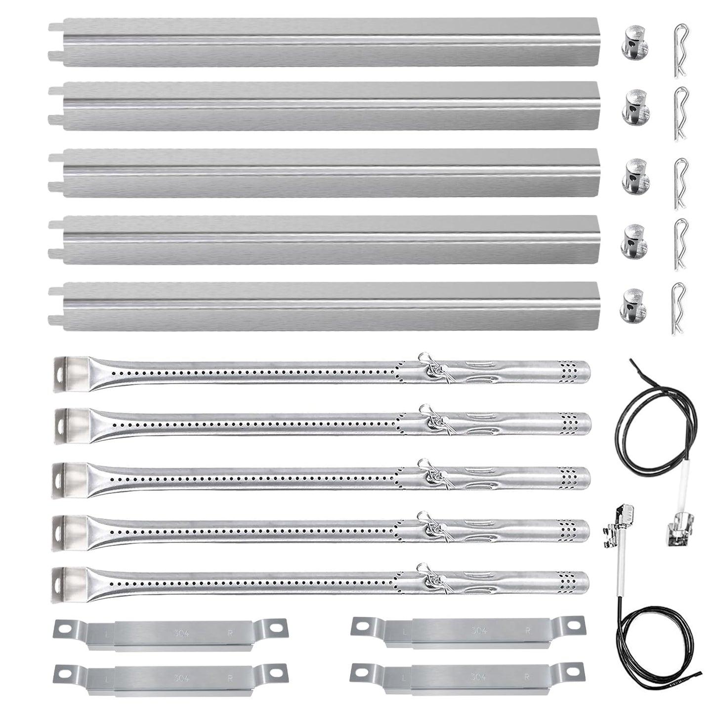 Welbocom 15.4" Grill Burner Kit for Charbroil Performance II 5 & 6 Burner Grills 463448021 463451022 463465022;Charbroil Grill Replacement Parts;Charbroil Burner Replacement;Heat Plates (5-Burner)
