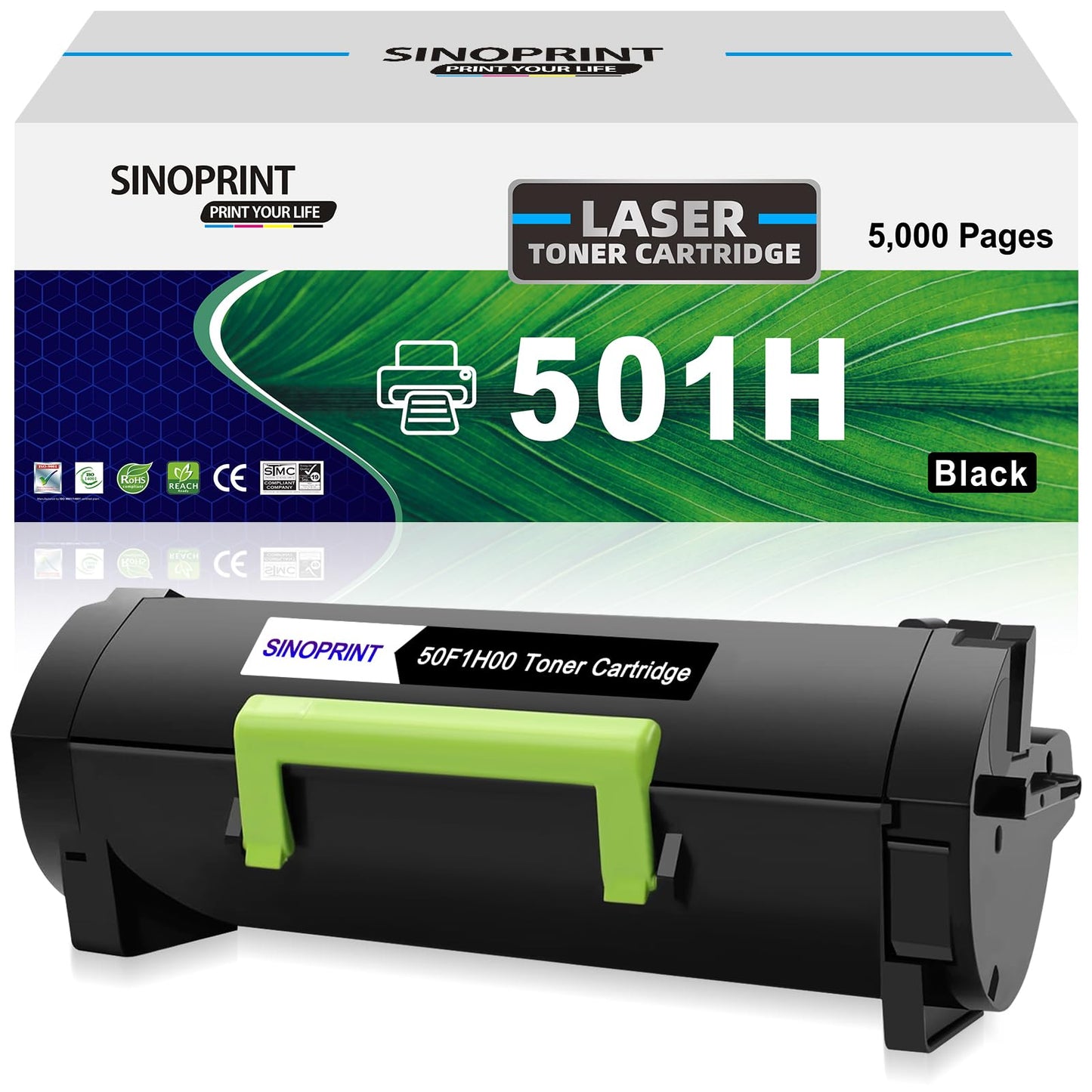 Toner Cartridge Replacement for Lexmark 50F1H00 501H for MS310d MS310dn MS312dn MS315dn MS410dn MS415dn MS510dn MS610dn Printer (5,000 Pages 1 Black)