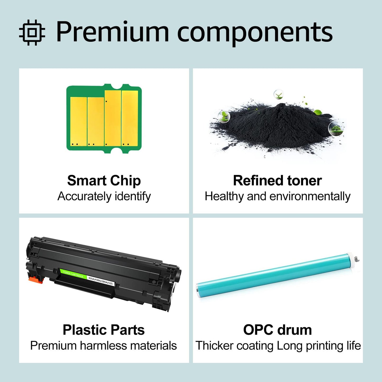 GREENCYCLE CB435A 35A Black Toner Cartridge Replacement for Laserjet P1005 P1006 P1007 Pack of 4