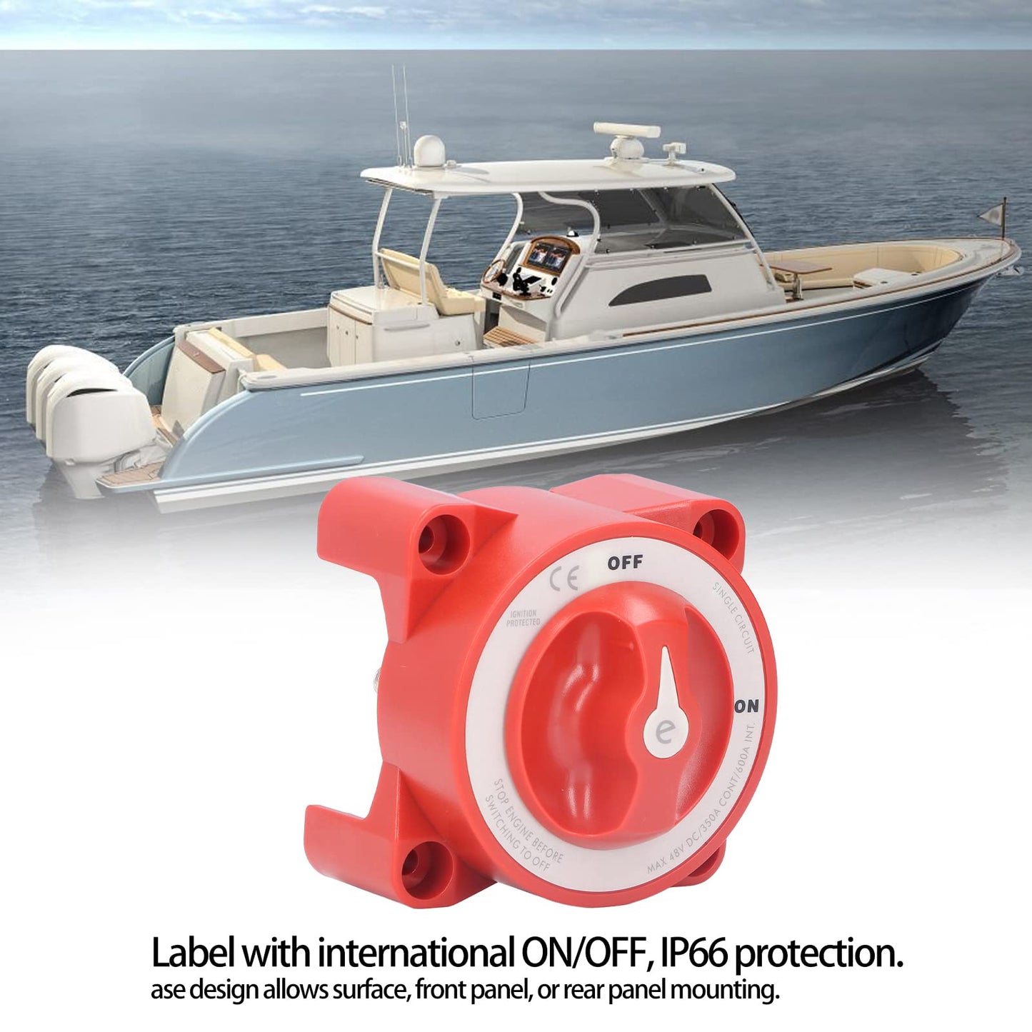 KIMISS Blue Sea Battery Switch, 350A Battery Switch 48VDC Knob Type Single Circuit Power Disconnect Isolator for Marine Boat Car Truck Trailer RV