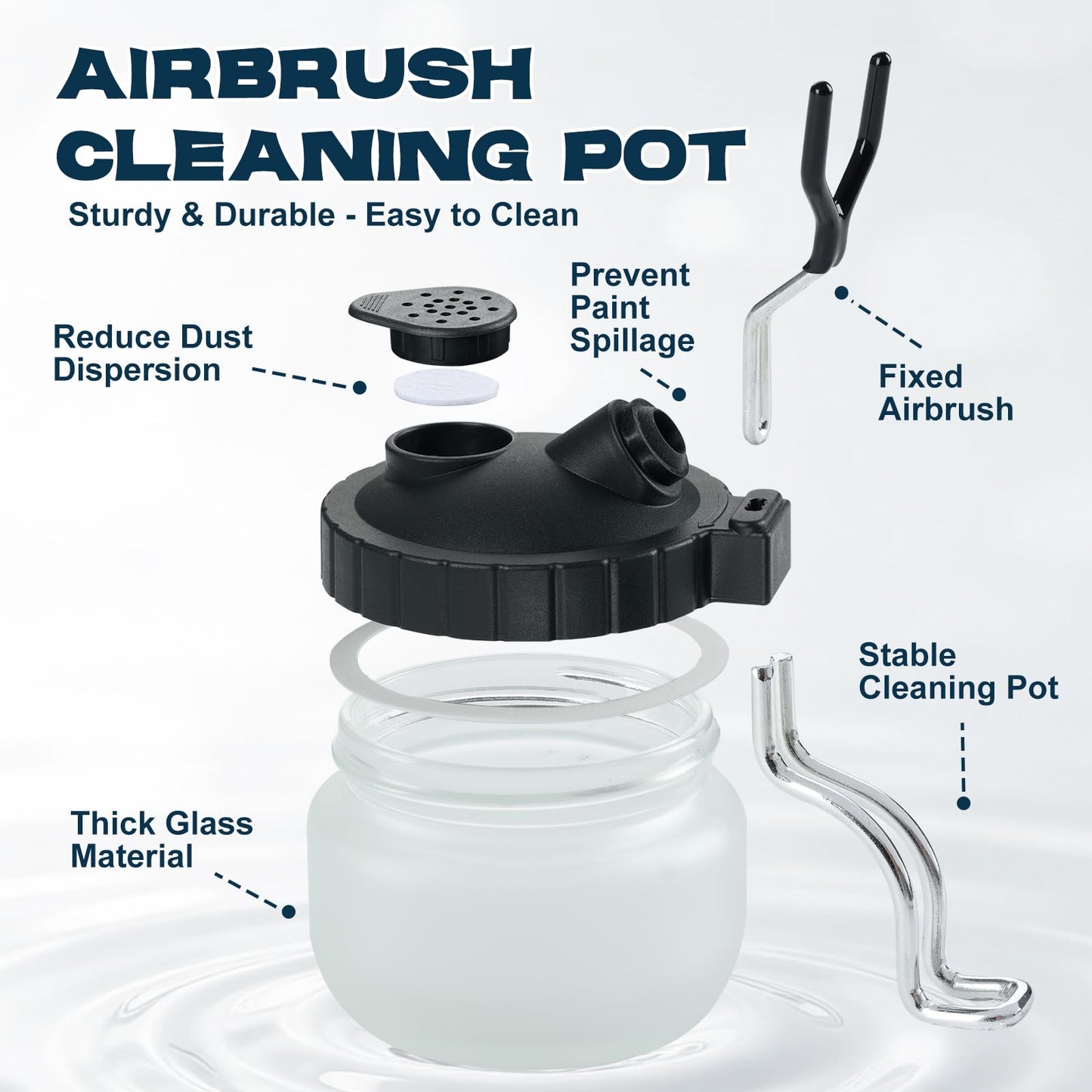 X ARTY HUB Airbrush Cleaning Kit - 4 * 120 ml Airbrush Cleaner with Glass Cleaning Pot, Easily Handle Water-Based and Acrylic Paints, for Airbrushes & Other Artistic Tools