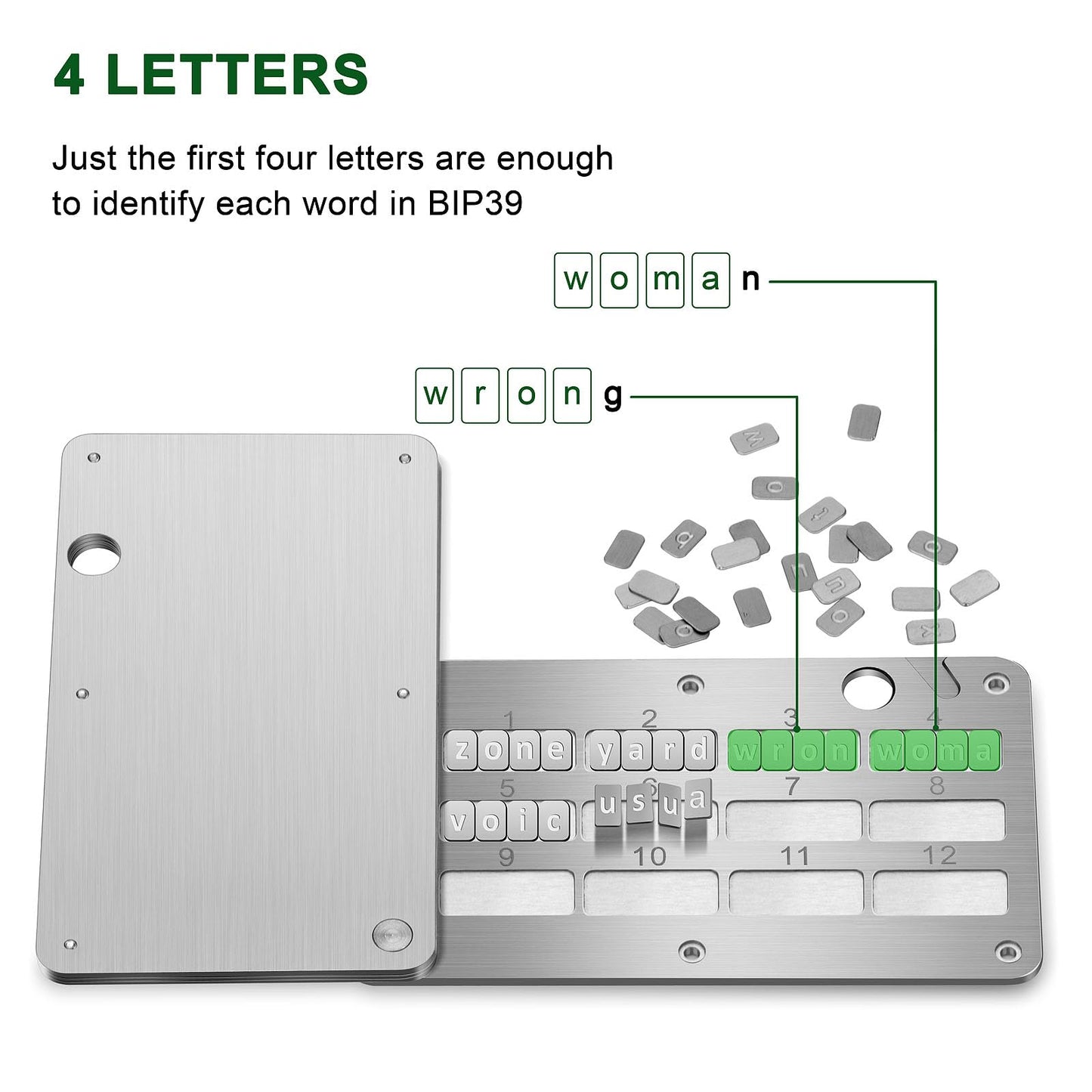 Codesteel Crypto Seed Phrase Storage, Stainless Steel Bitcoin Seed Plates Seed Phrase Backup Cold Storage, Supports up to 24 Words