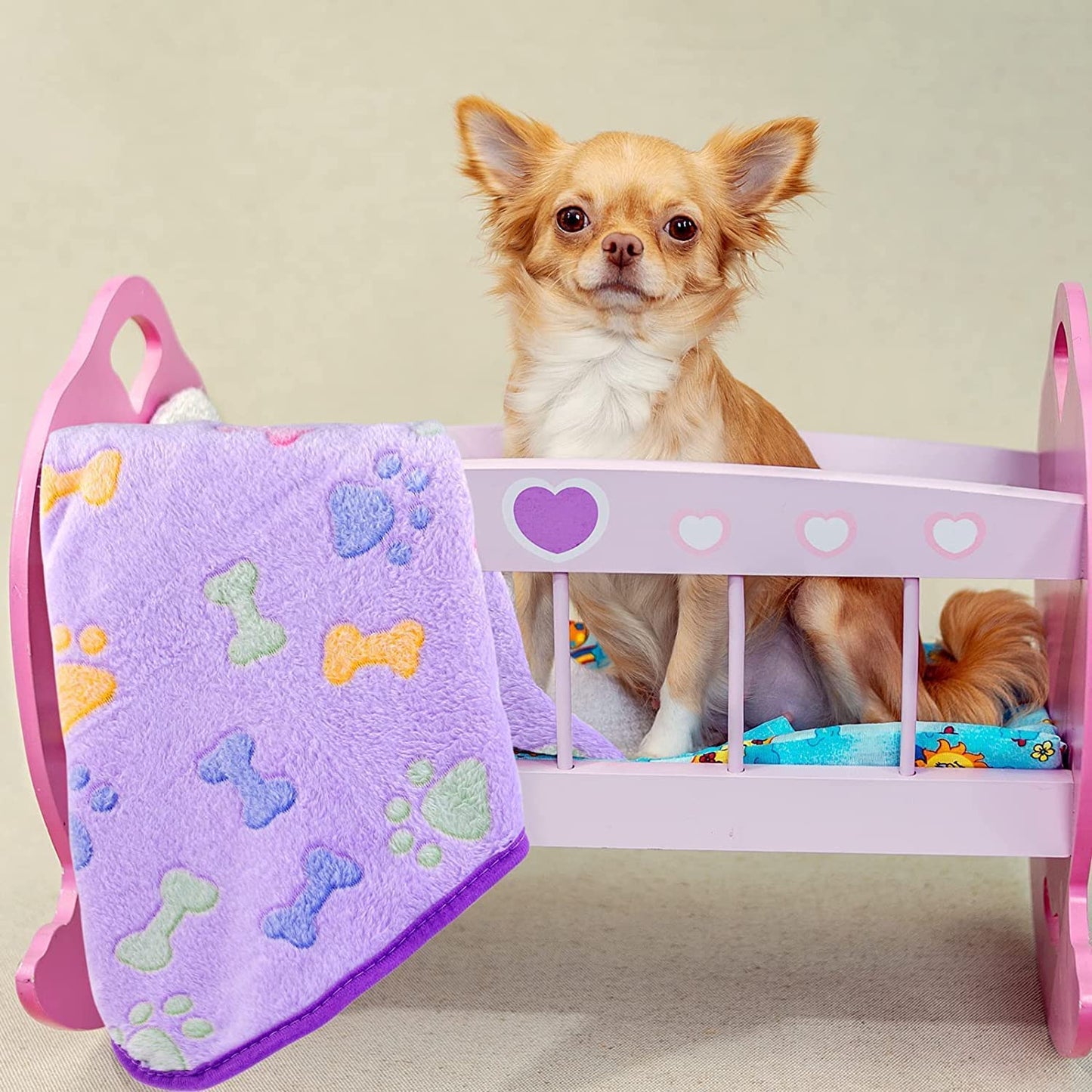 Byolec 18 Pieces Dog Blanket Warm Pet Blankets Puppy Supplies Cute Paw Bone Star Elephant Dot Heart Print Design Bed for Cat Kitten Doggy and Animals, 15.75 x 23.6 Inch