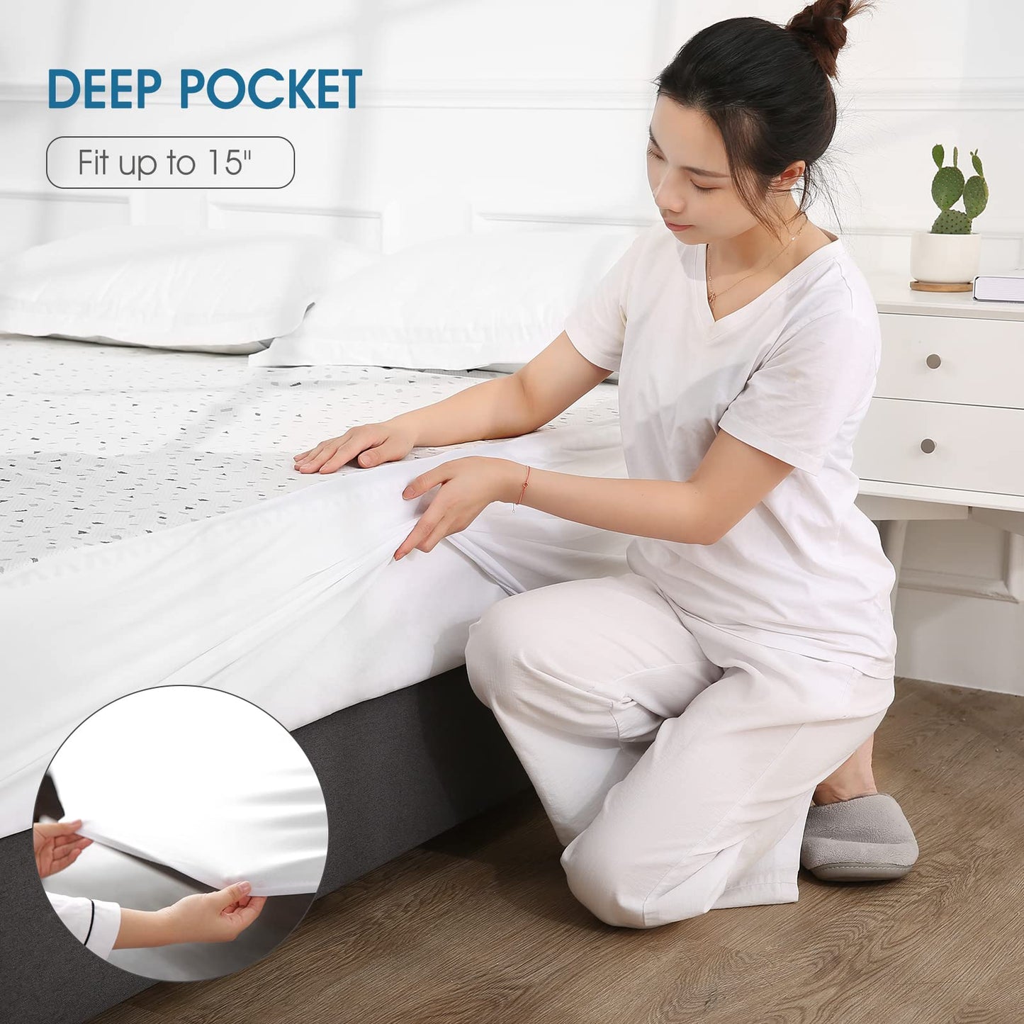 Heated Mattress Pad Queen Size 60" x 80", Electric Underblanket Mattress Cover Bed Warmer Fit up to 15" Deep Pocket, Dual Control with 4 Heat Settings, Auto Off & Fast Heating & Machine Washable