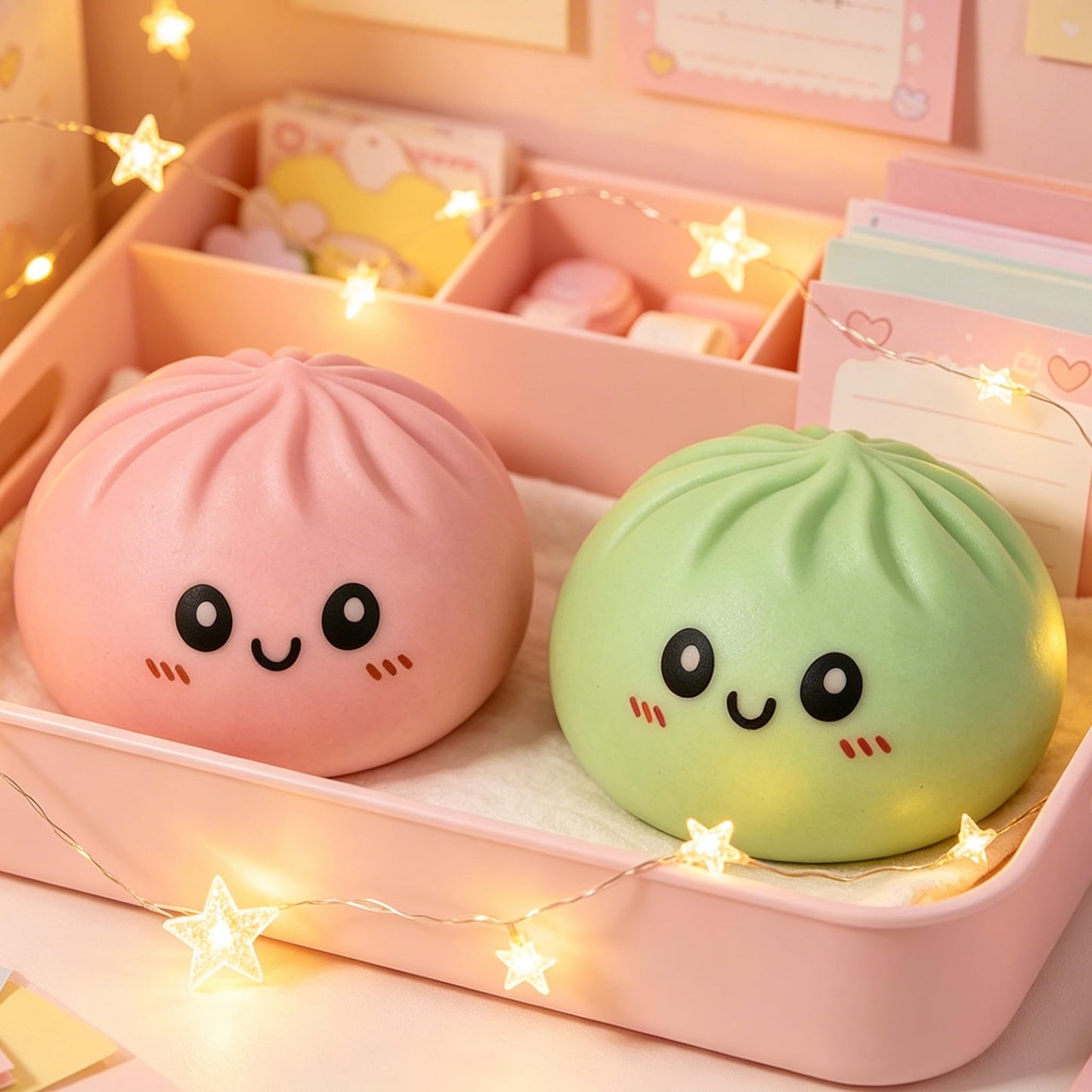 Tansix Pink and Green Dumpling Squishies New Mystery Glitter Squishies Dumpling with Box Stress Relief Balls Sensory Toys Desk Squeeze Toys Gift