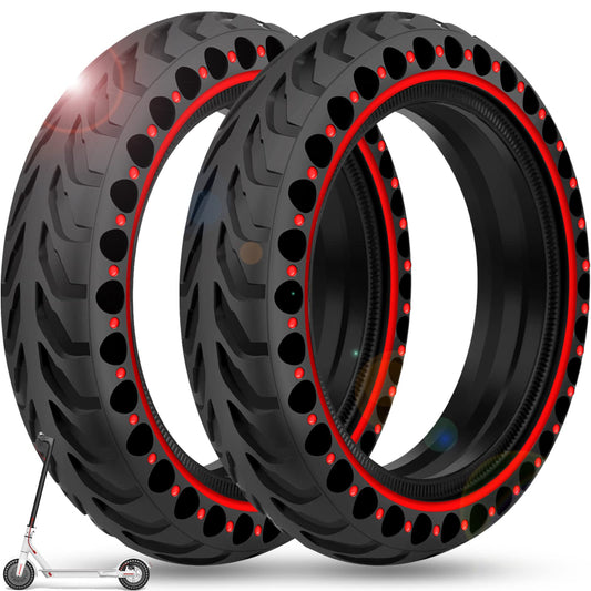 BANGTING 2PCS 8.5x2 inches Solid Tires for Electric Scooter, 8 1/2 x2 Tire for Gotrax GXL V2 / XR/APEX, 50/75-6.1 Tire Replacement for Xiaomi Pro 2 / M365 / 1S (Red (no tools))
