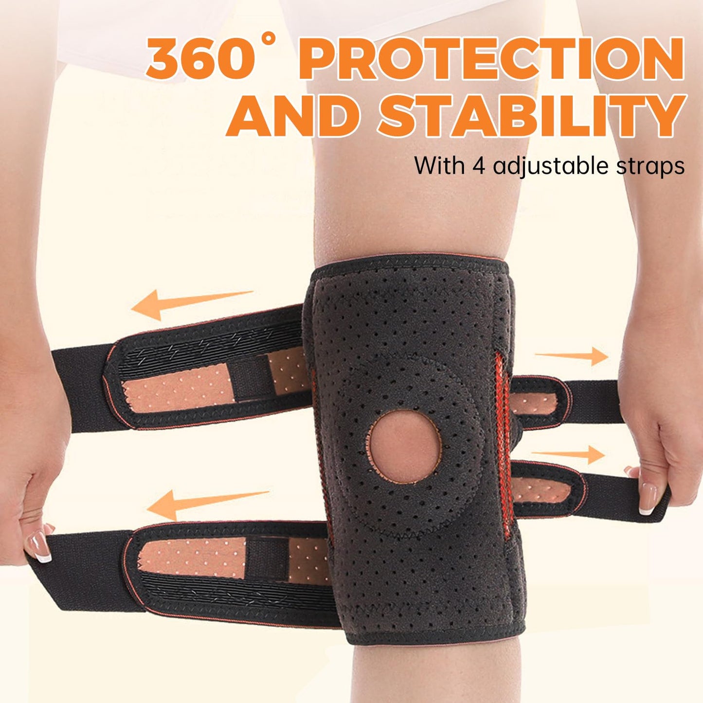 BIHEVN Knee Brace for Men Plus Size - Adjustable Support for Arthritis, ACL Meniscus Tear & Knee Pain Relief or Injury Recovery - Plus Dual Side Stabilizers (Man-Black, Size(19in-24.2in)(48-62cm))