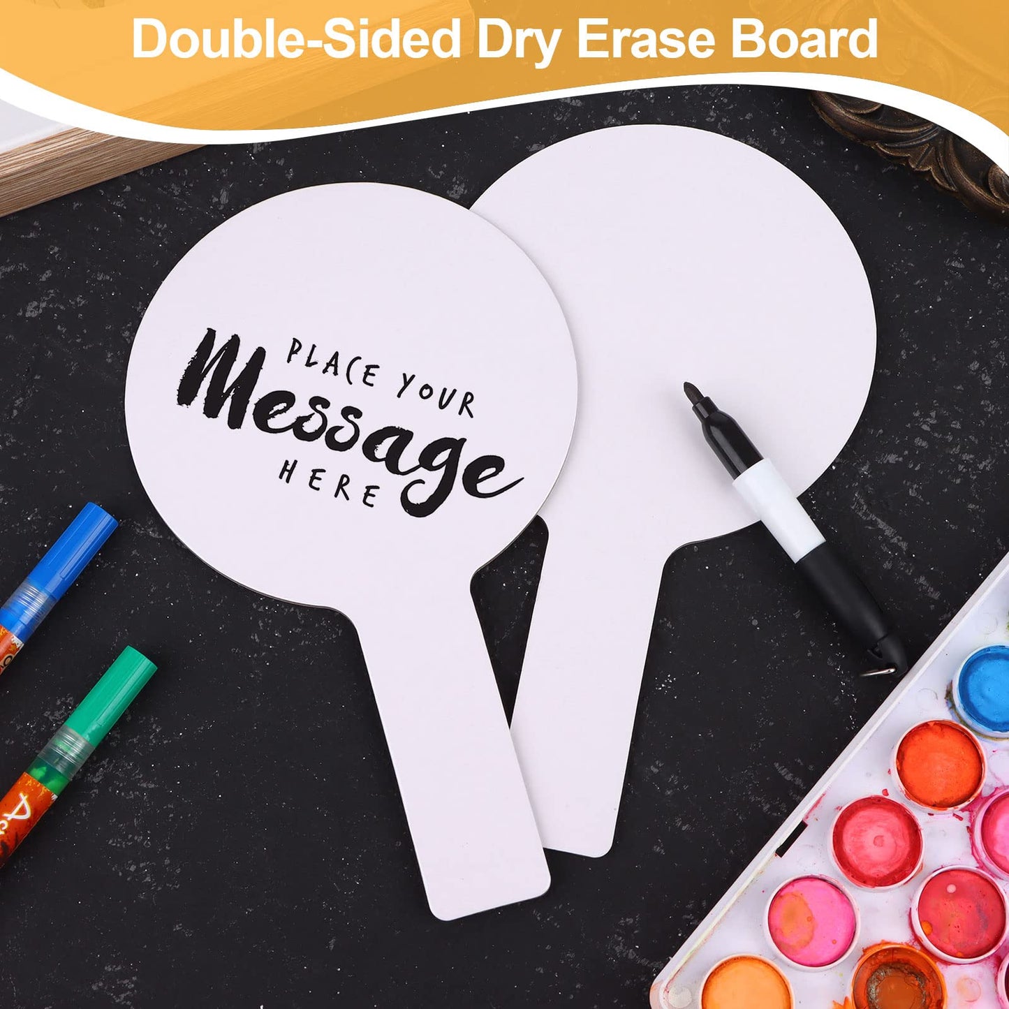 100 Pieces Dry Erase Answer Paddles Handheld Double Sided Paddles Mini White Boards Small White Board Dry Erase Signs Auction Paddles for Learners Teacher Home Group Activities Voting Sessions