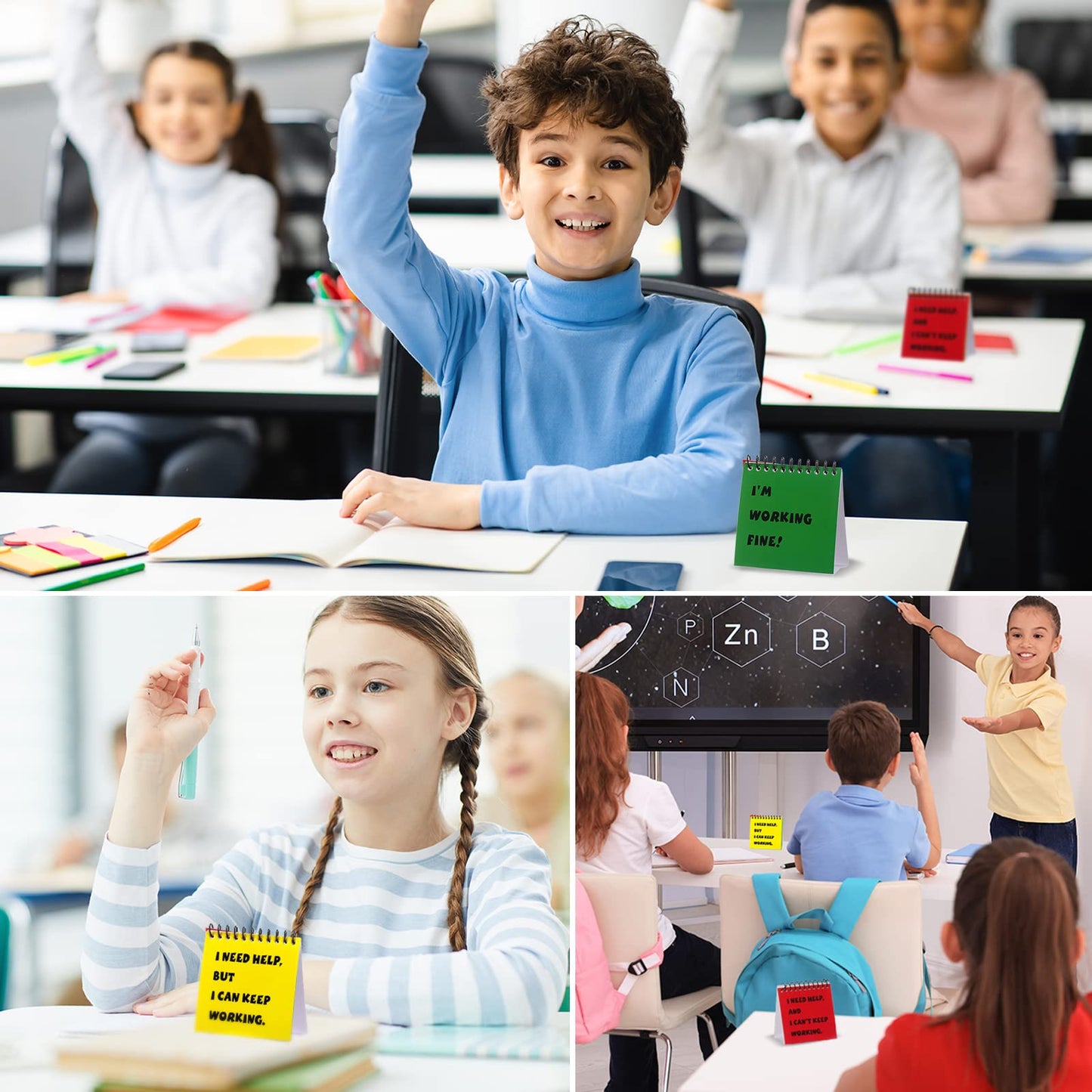 Jutom 48 Pcs Classroom Management Tools for Teacher, I Need Help Mini Flip Chart, Classroom Behavior Must Haves for Teacher, Incentives Kids Self Assessment Cards for Educational Learning Supplies