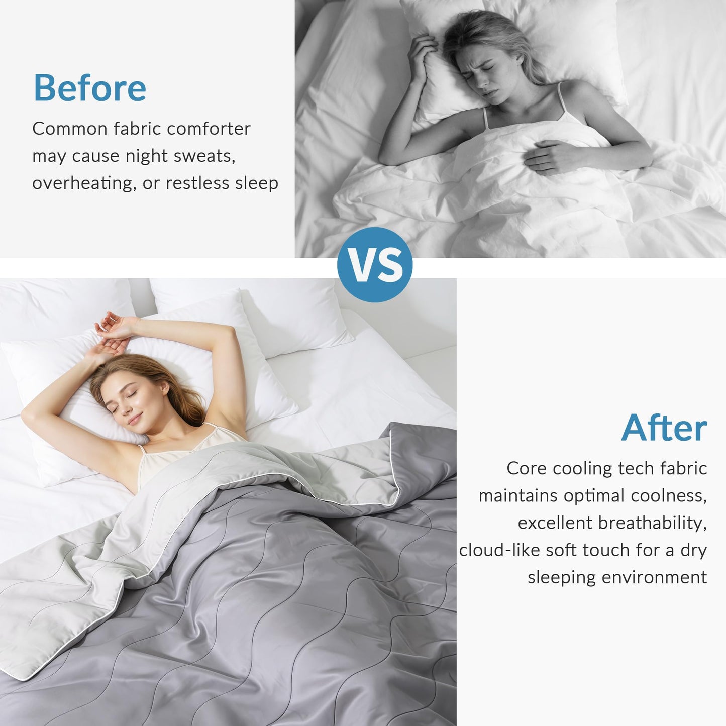 Exclusivo Mezcla Cooling Comforter King Size Grey, Lightweight Summer Blanket for Hot Sleepers, Soft Breathable Cool Bedding Duvet for Night Sweats, 104"x90"