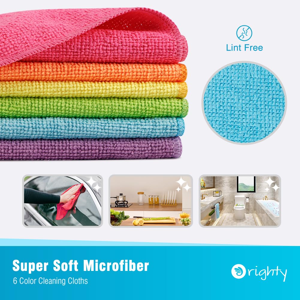 Orighty Microfiber Cleaning Cloths, Pack of 120, Highly Absorbent Cleaning Supplies, Lint Free Cloths for Multiple-use, Powerful Dust Removal Cleaning Rags for House, Kitchen, Car Care(12x12 inch)