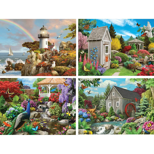 Bits and Pieces – 4-in-1 Multi-Pack - 1000 Piece Jigsaw Puzzles for Adults – 1000 pc Serene Beauty Puzzle Set Bundle by Artist Alan Giana - 51 cm x 69 cm