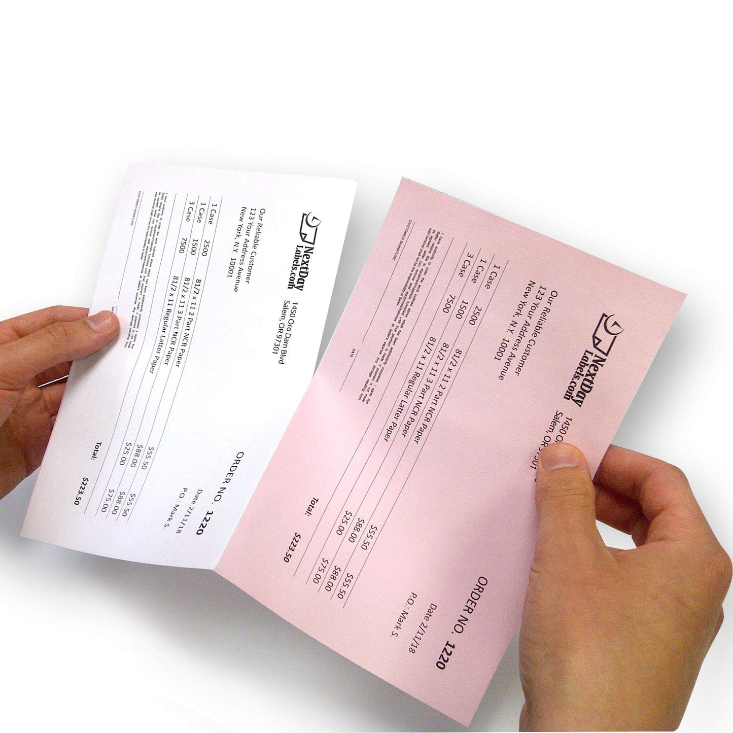 NextDayLabels - Pack of 500 Sheets 8-1/2 x 11" 2 Part Perforated Paper, Great for Invoices, Receipt, Statement etc. (White/Pink)