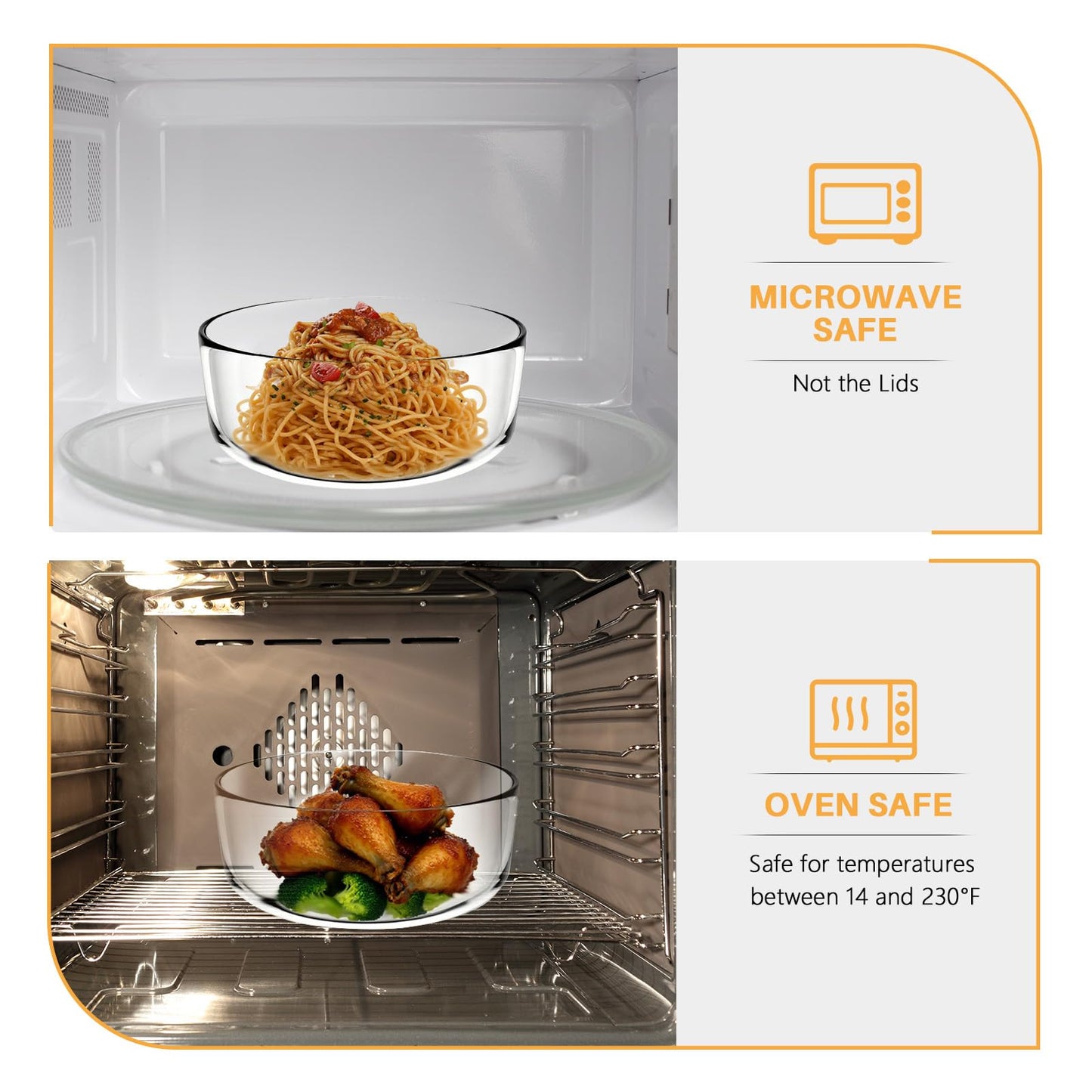 D.M DESIGN•MASTER [6 PACK, 2 CUP]- Glass bowl sets with lids. Free meal prep containers for kitchen, leftovers, snacks. BPA-Free lids. Microwave, Dishwasher, Freezer, Oven Safe.