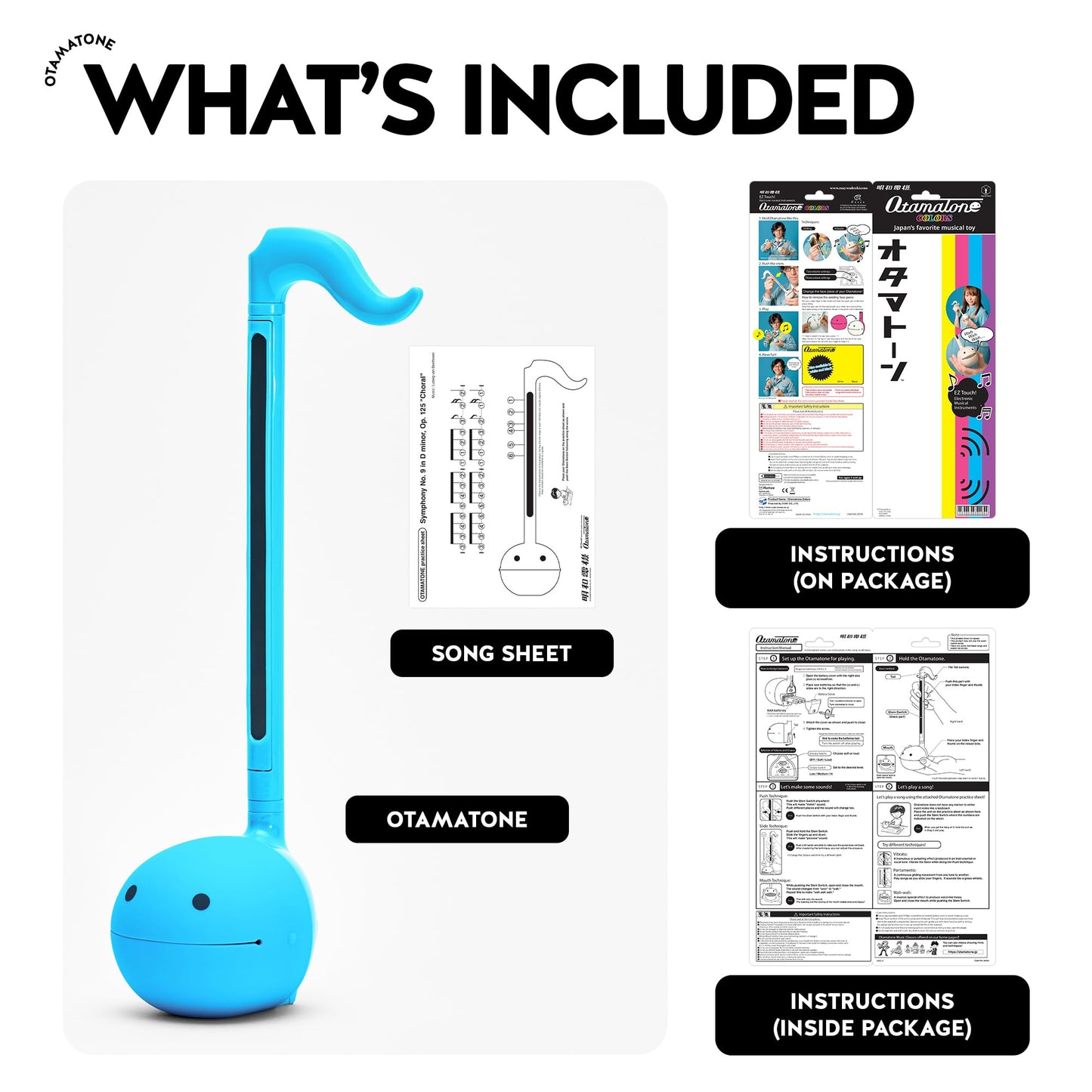 Otamatone Blue [English Manual] Portable Electronic Musical Instrument Synthesizer with Music Practice Sheet Gift for Kids and Adults Beginners