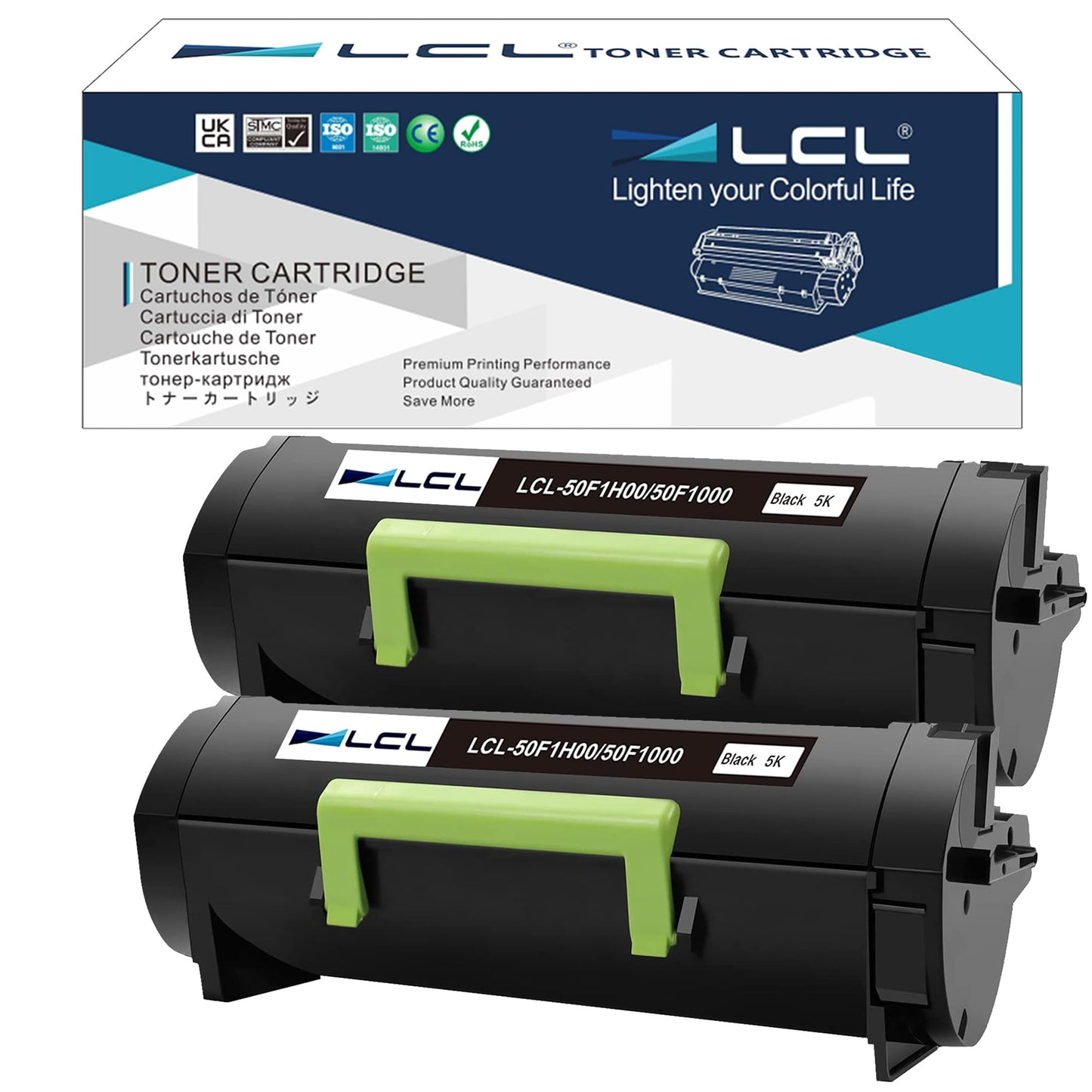 LCL Compatible Toner Cartridge for Lexmark 50F1H00 50F1000 501H 501 5000 Pages(2-Pack,K) for Lexmark MS310 MS310d MS310dn MS312 MS312DN MS315 MS315dn MS410 MS410d MS410dn MS415 MS415DN MS510 MS510dn
