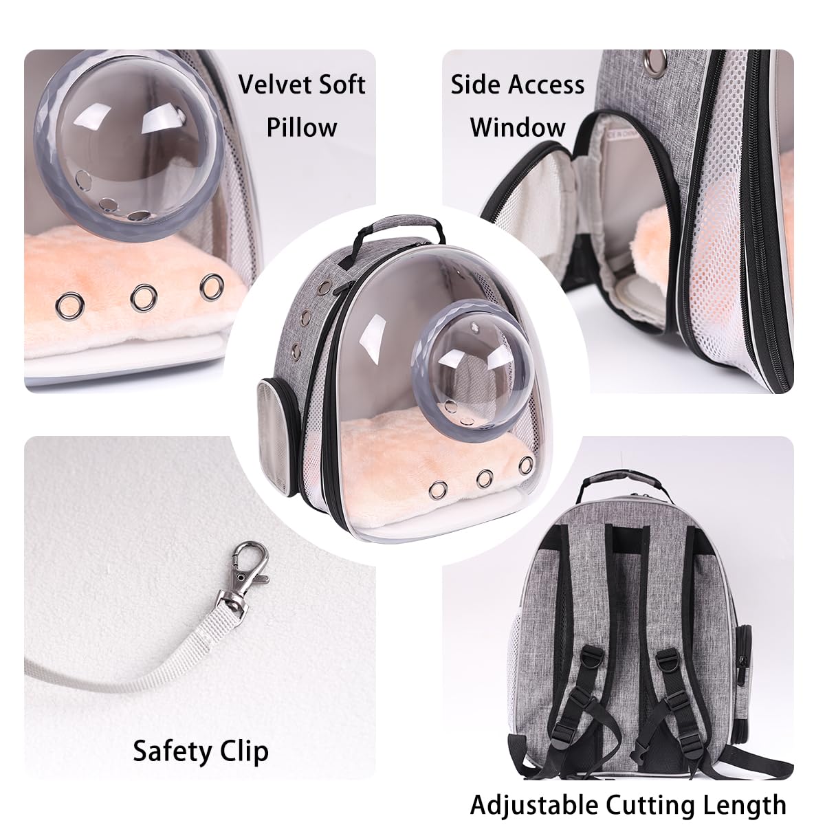 Front Extension Cat Backpack Carrier, Pet Travel Backpack for Kitten and Small Dogs, Clear Bubble Window Space Capsule Astronaut Liked Portable Vet Visit Book Bag Airline Approved