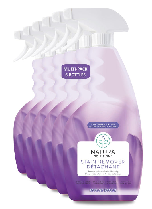 Natura Stain Remover, All-Natural Plant-Based Enzymes, Removes Toughest Stains, Eliminates Odors, Chemical Free, Safe for Sensitive Skin, Children and Pets, Multi-Pack of 6 Bottles