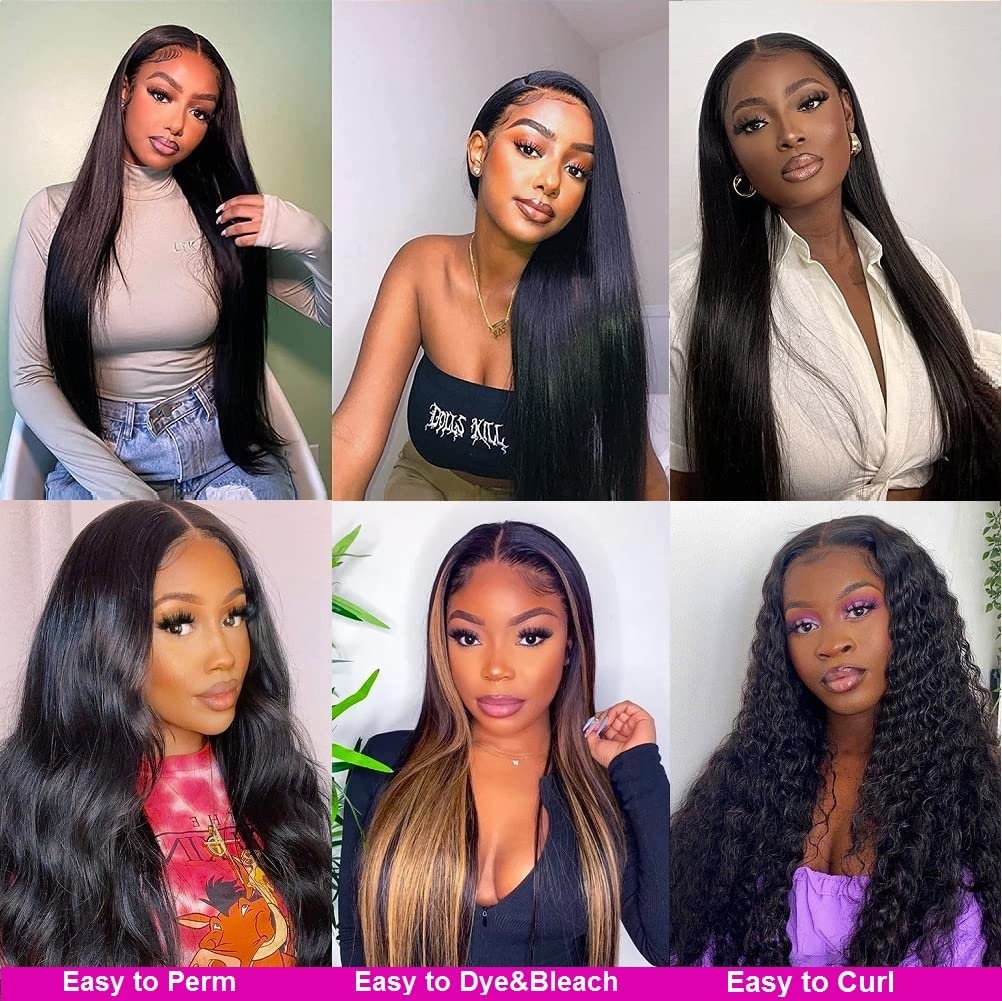 Brazilian Straight Human Hair Bundles (10 12 14 Inch) 100% Unprocessed Remy Virgin Human Hair Extensions for Women 8A Straight Bundles Human Hair Tissage Cheveux Brésilienne Straight Weave Bundles Natural Color