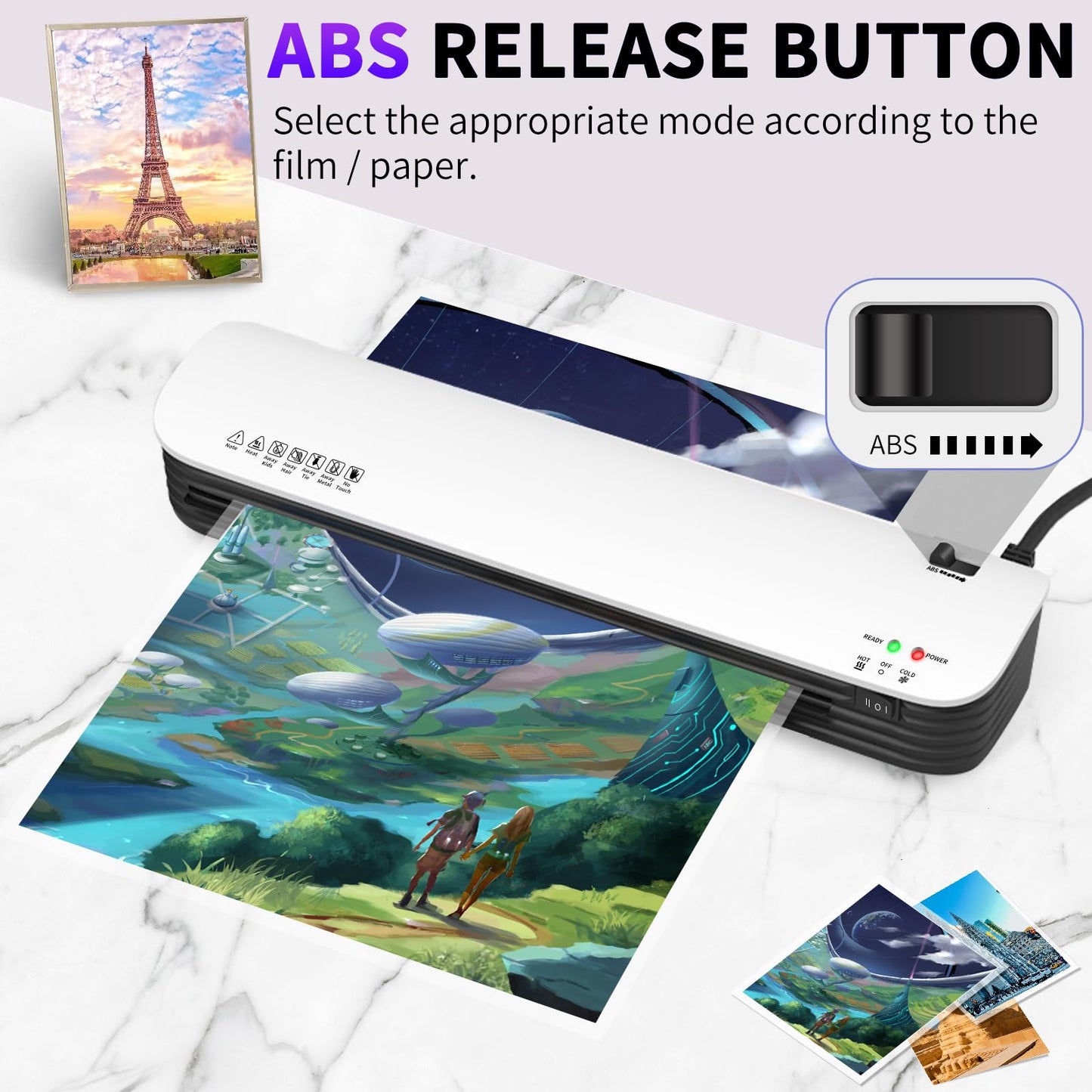 13 Inch Thermal Laminator, A3 A4 Anti-Jam 6-in-1 Laminator, 3-5 mil Hot Cold Laminating Machine with Trimmer, Corner Rounder, Hole Punch & 15 Laminating Sheets for Home Office School
