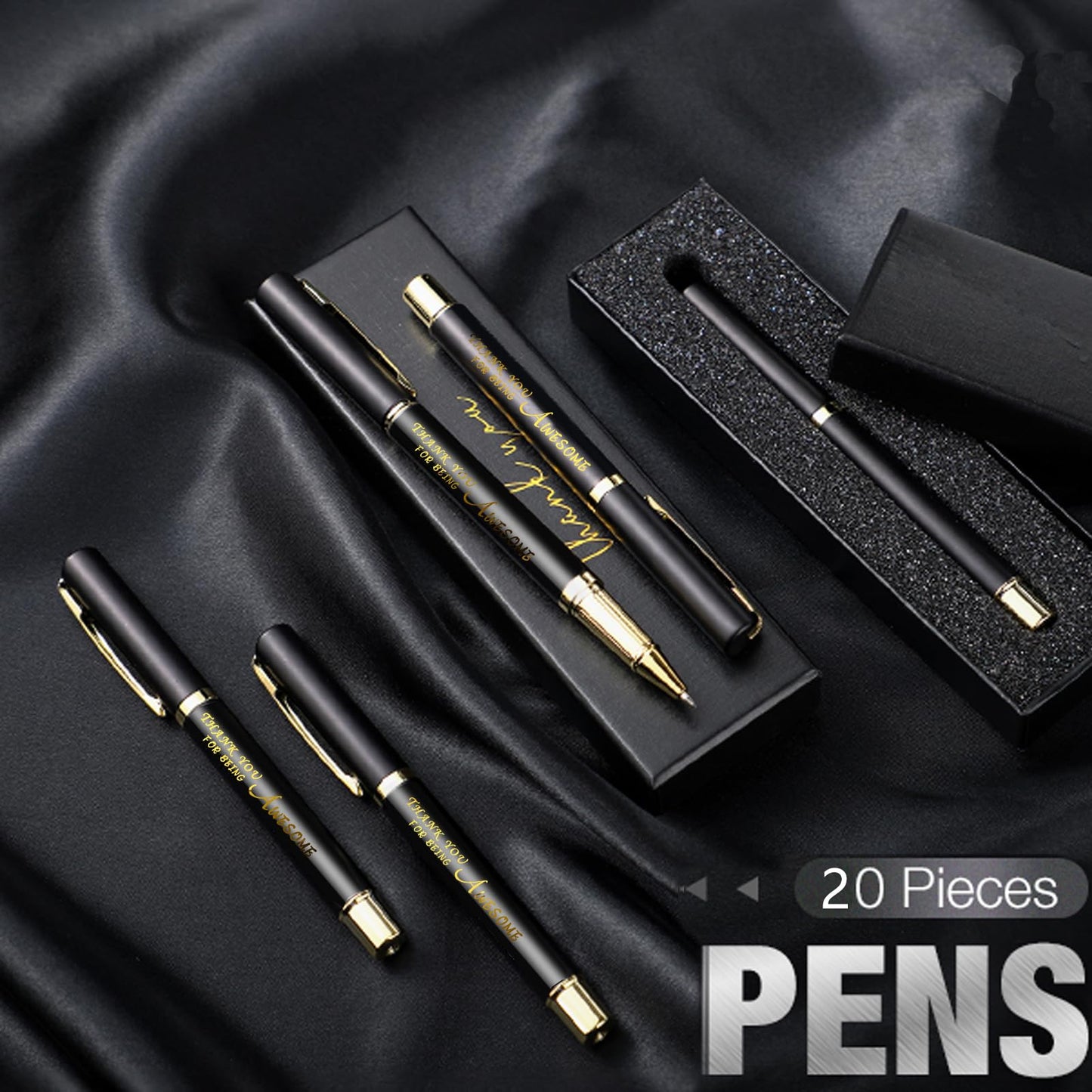 10/20/40 Sets Inspirational Thank You Gifts Employee Appreciation Gifts Bulk Ballpoint Engraved Business Pens with Gift Boxes (THANK YOU FOR BEING AWESOME, 20)
