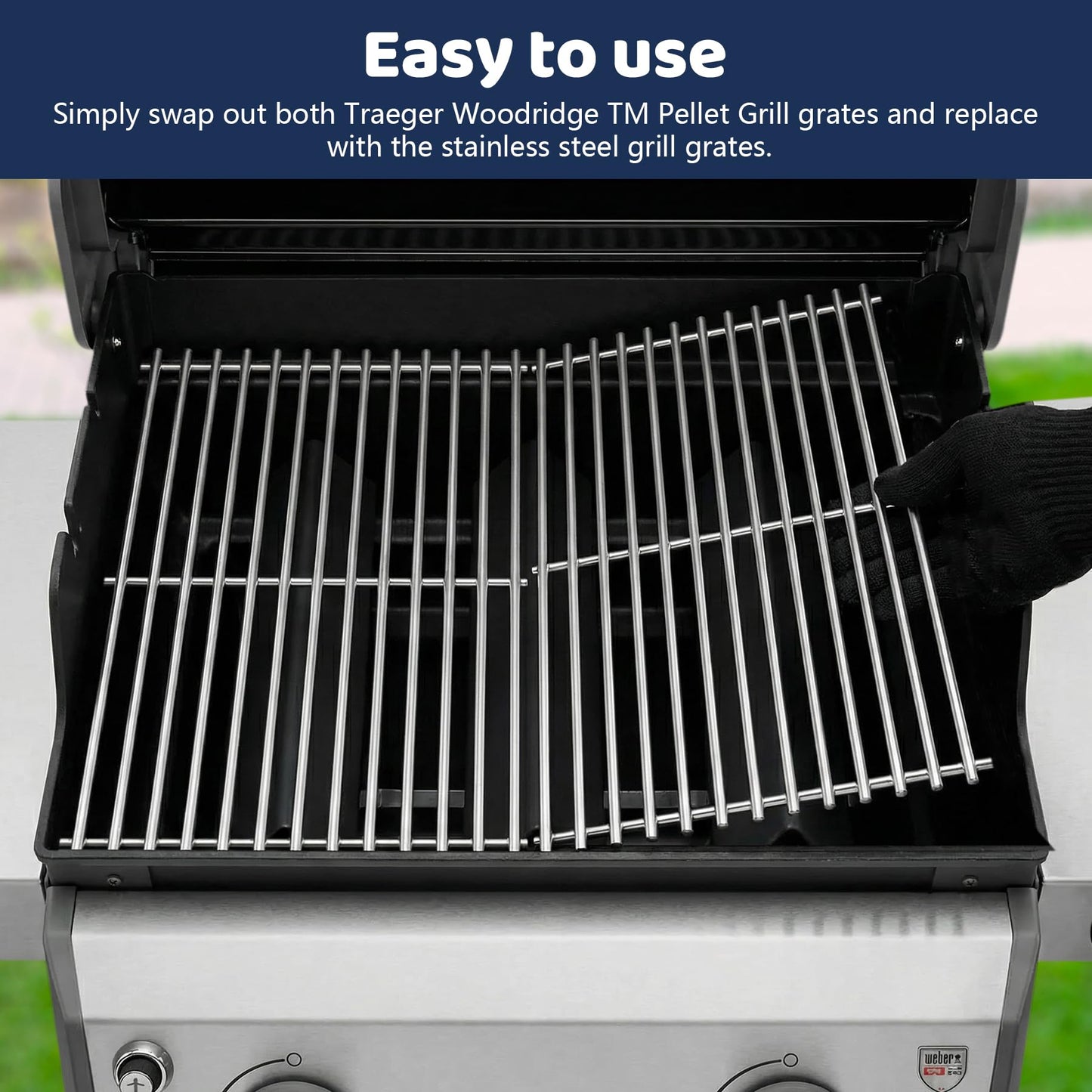 7637 Grill Grates for Weber Spirit I & II 200, Spirit E210 E220 S210 S220 Gas Grills with Front Control,7mm Premium Solid Food Grade 304 Stainless Steel Cooking Grates for Weber 46010074 Gas Grills