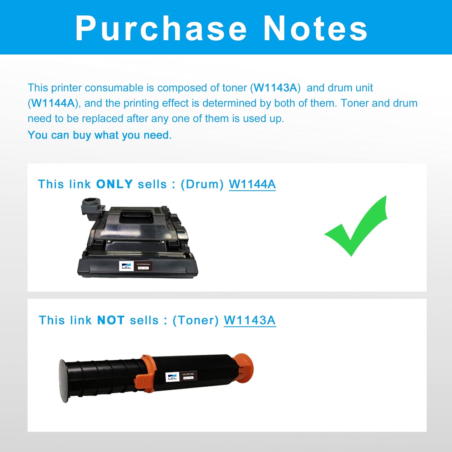 LCL Comaptible Drum Unit for HP 144A W1144A (1-Pack,Black) for HP Neverstop Laser MFP 1201n 1202w 1202nw, Neverstop Laser 1001nw