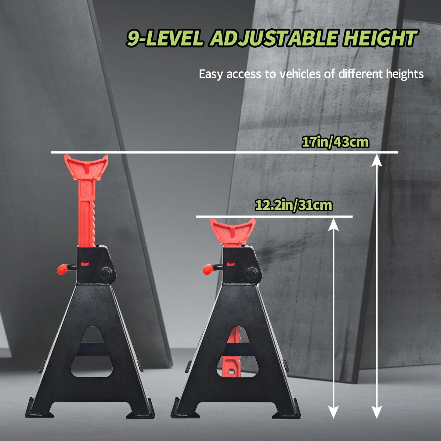 NUCHOICE 3 Ton Jack Stands, Heavy Duty 6.600 lbs Capacity, Pair for Lifting SUVs, Pickup Trucks, Cars, UTVs/ATVs