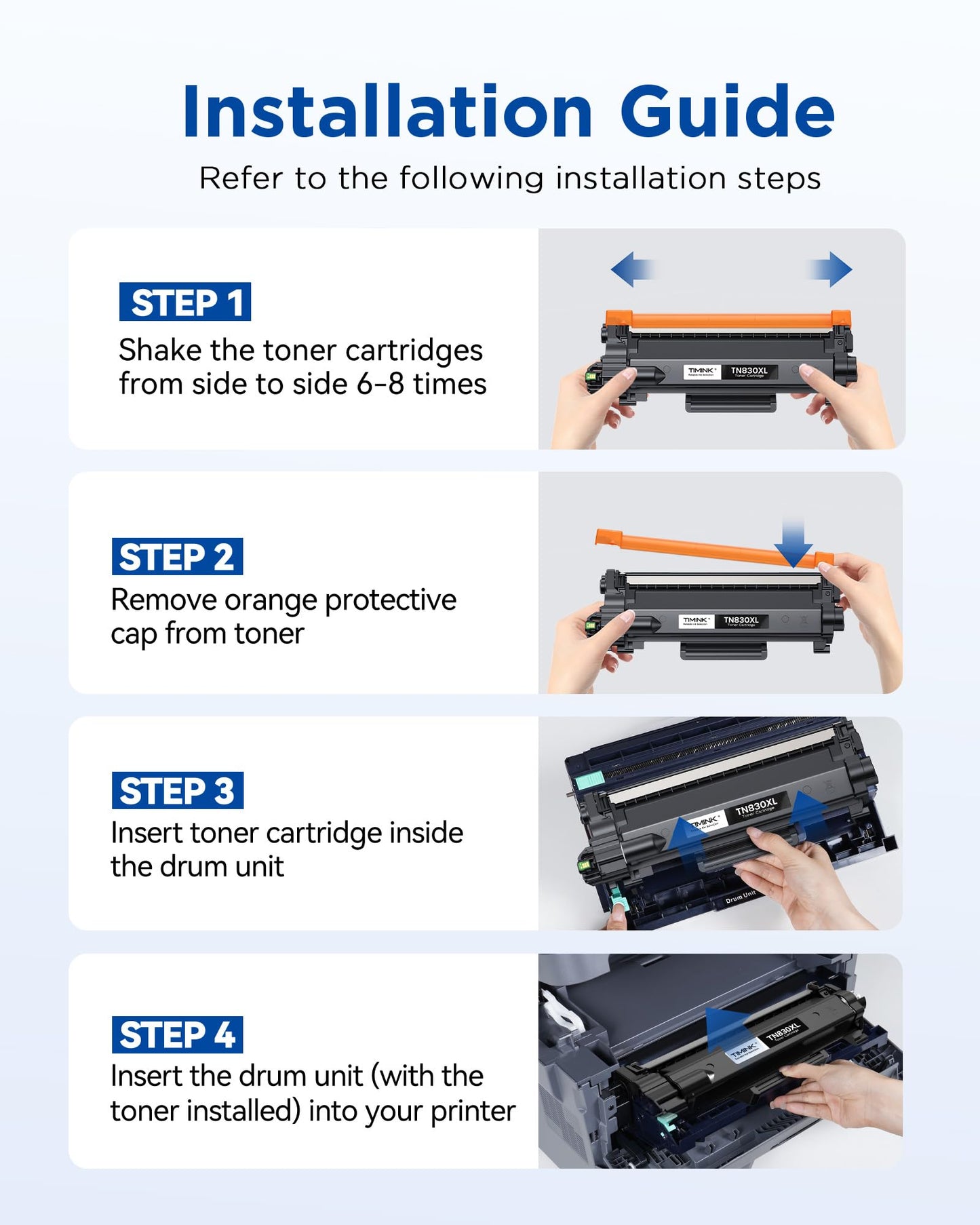 Compatible TN830XL Toner Cartridges Replacement for Brother TN830 TN-830XL 830XL Toner Cartridge Work with Brother HL-L2460DW DCP-L2640DW HL-L2400D HL-L2405W MFC-L2820DW Printer (2 Pack, Black)