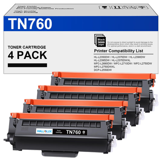 (4 Black) TN760 Toner Cartridge for Brother TN 760 TN730 TN-760 TN-730 Replacement for Brother DCP-l2550DW HL-L2390DW Toner Use for DCP 2550DW MCF L2690DW L2710DW L2750DW HL-L2350DW L2390DW Printer